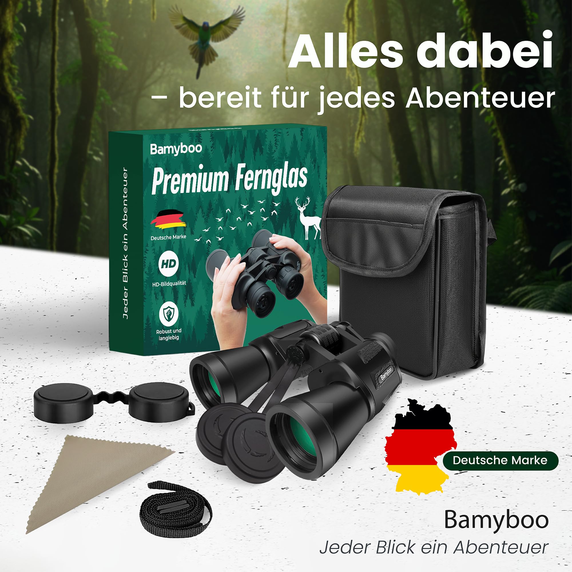 Fernglas – 20x50, Outdoor Fernglas wasserdicht für Erwachsene & Kids