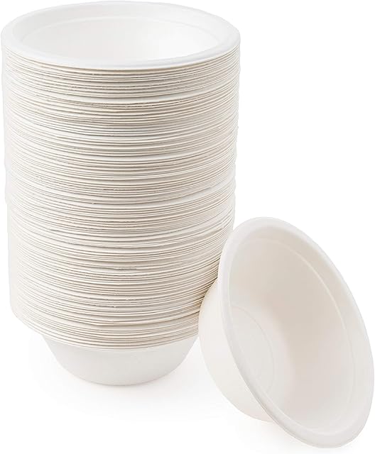 HAAGO - 100 Eco-Friendly Sugarcane Bowls Biodegradable & Compostable (350ml)