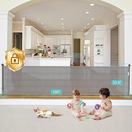 Retractable Baby Gates Extra Wide 100 Inches