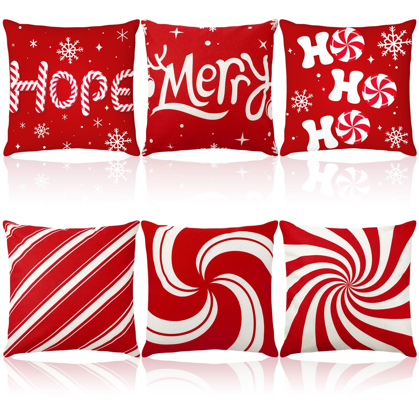 Housses de coussin de Noël sucre d'orge idée cadeau déco pour la famille