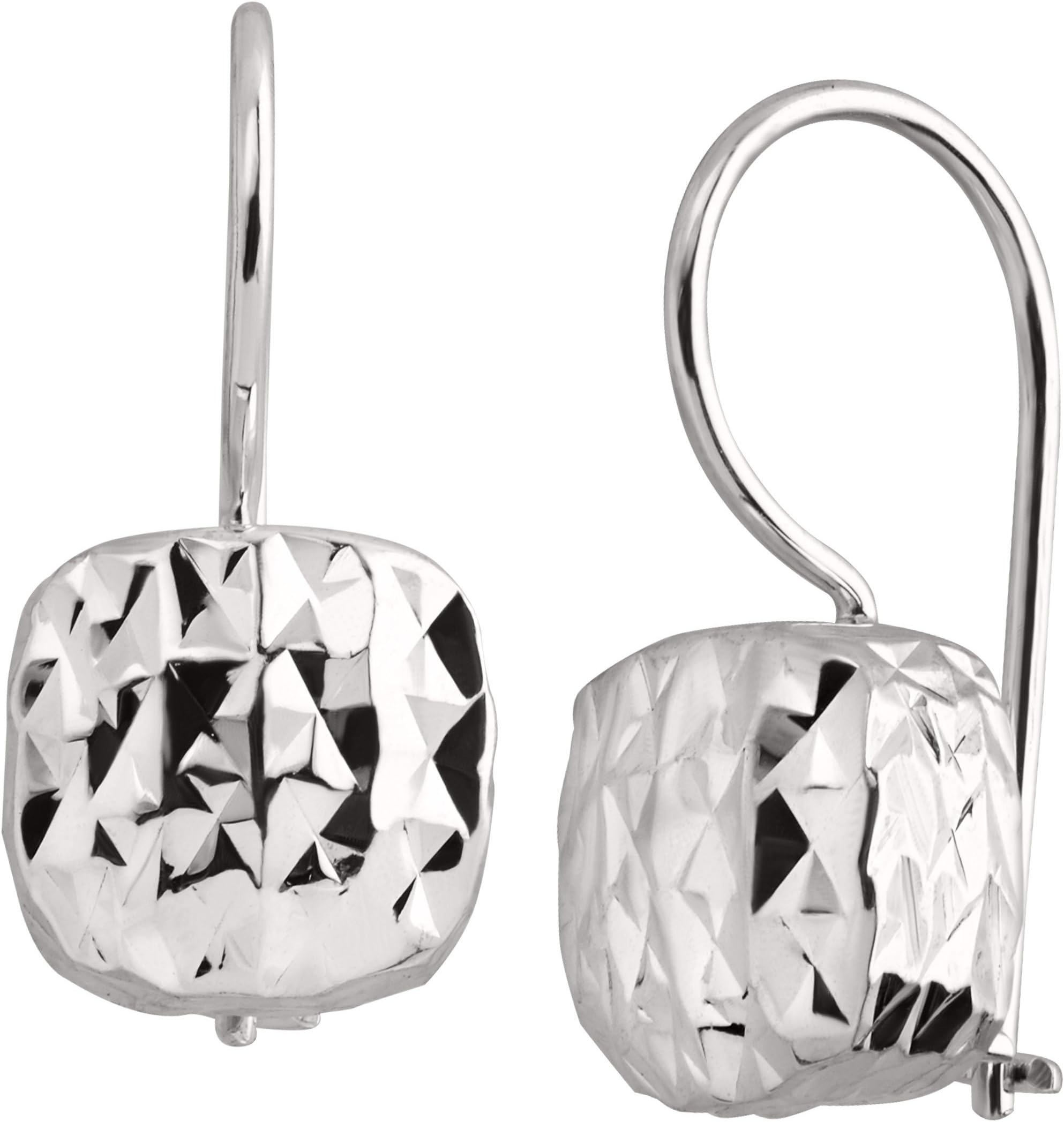 SilpadaRounded Cube' Drop Earrings in Textured Sterling Silver, Sterling Silver Metal, no stone
