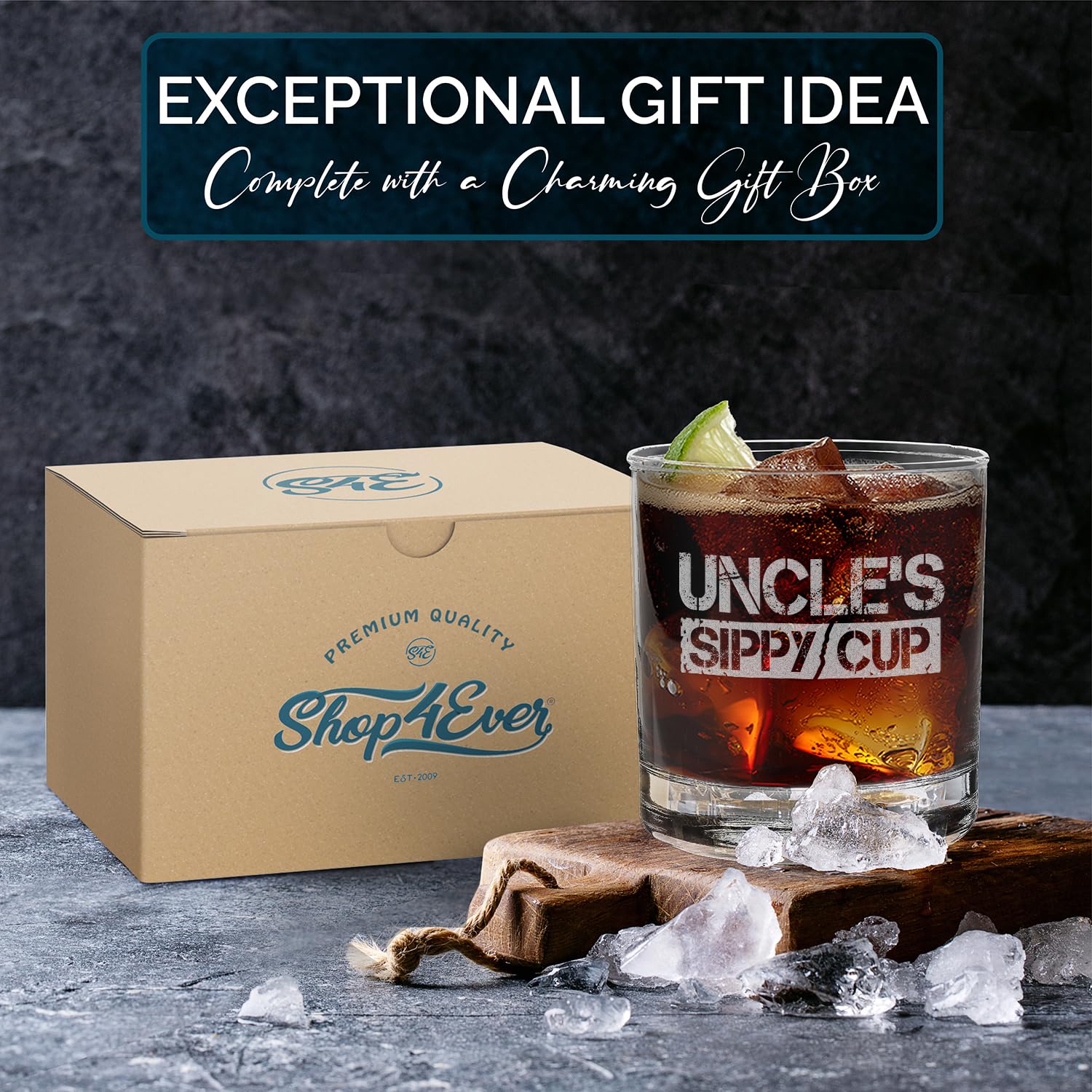 Shop4ever „Oncle‘s Sippy Cup“ Whiskyglas Mit Gravur – 325 Ml, Perfektes Geschenk Für Neue Onkel