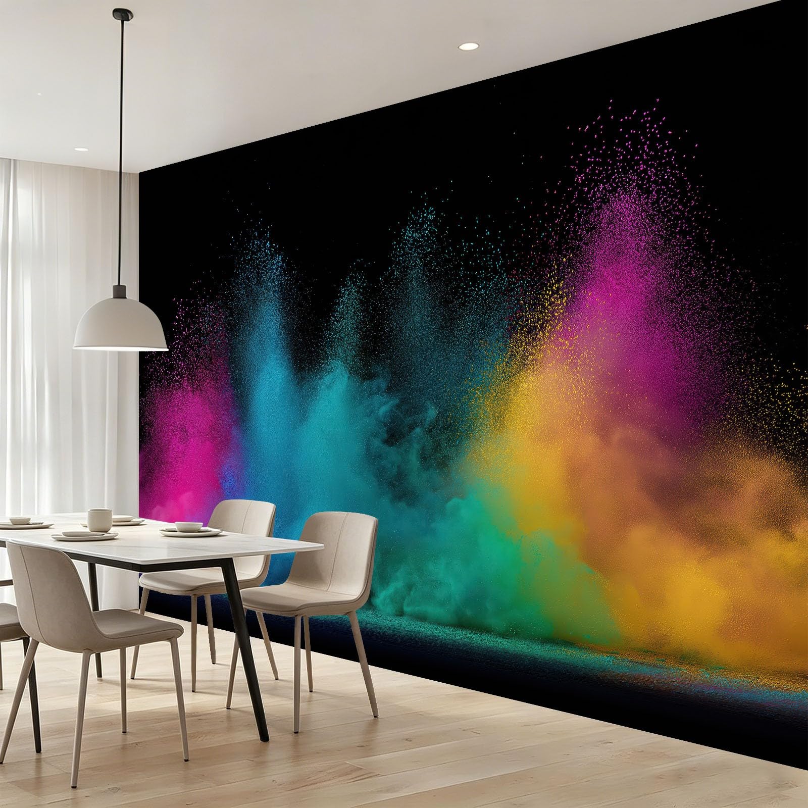 Panoramiczna tapeta 3D abstrakcyjny opalizujący pudrowy wzór lekki klosz, 400 x 280 cm (dł. x wys.) Tapeta ścienna z włókniny do salonu dziecięcego Sofa TV dekoracja tła, wielokolorowa