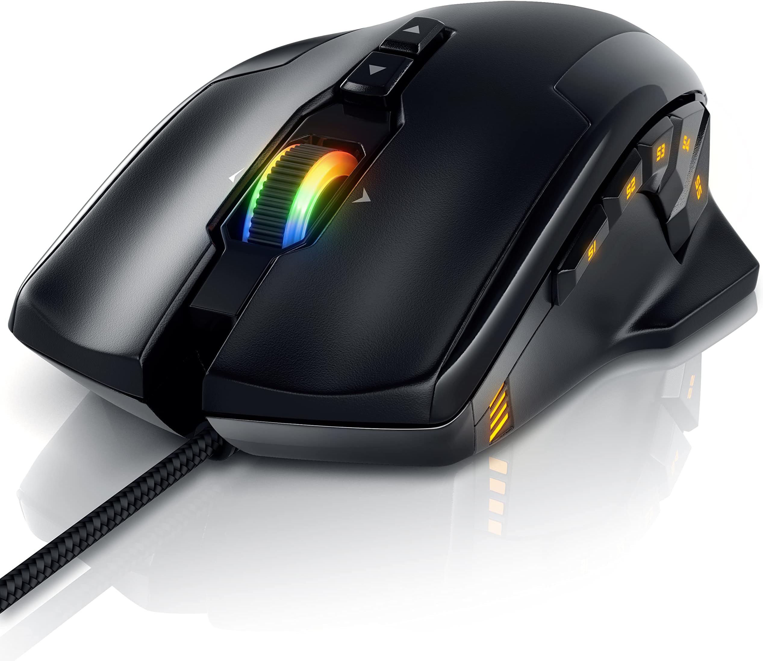 TITANWOLF - 10800 dpi MMO Gaming Optical Mouse - 12 programmable keys - High precision - wired MMO gaming - LED colour change mode - Macro mode