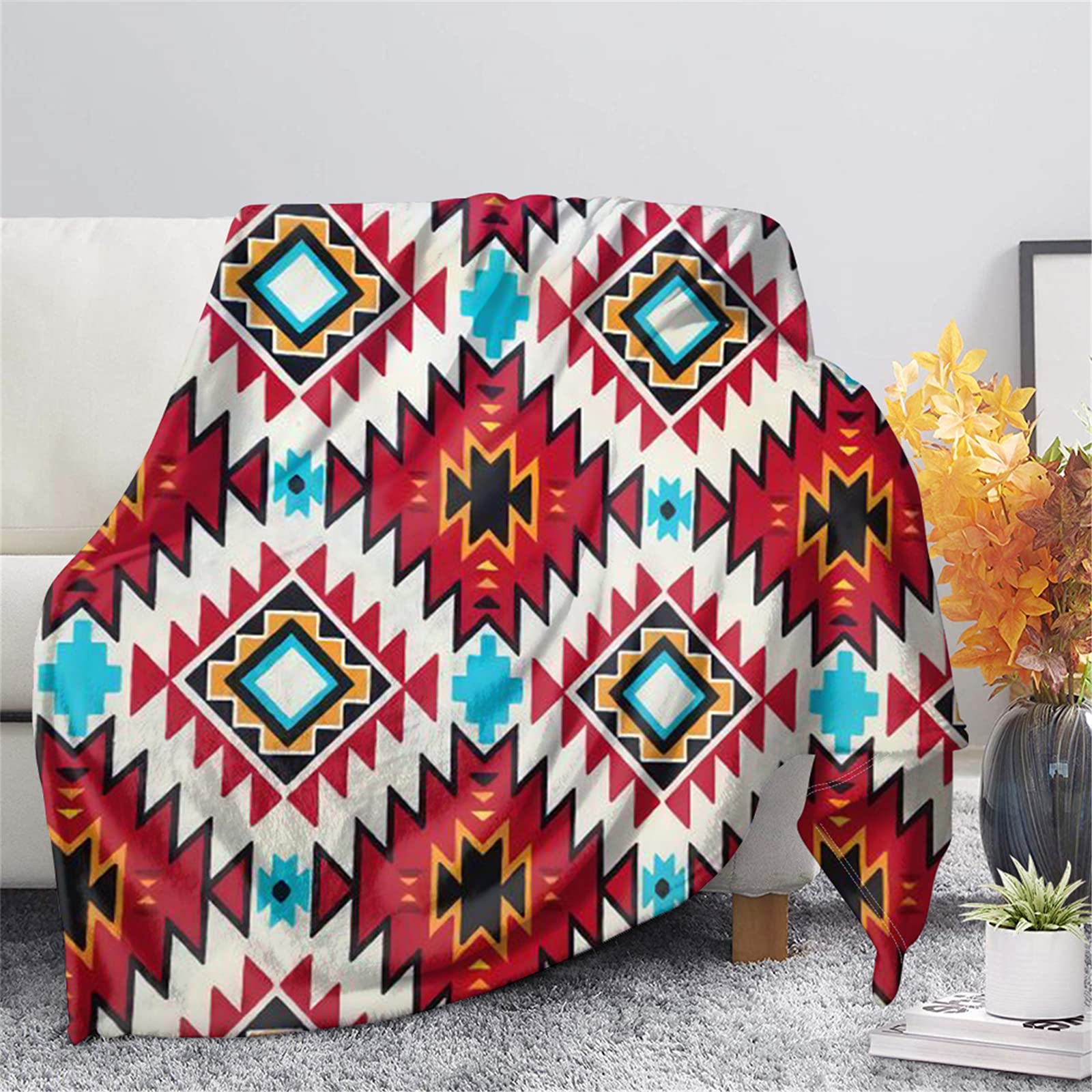Jeiento Aztec Throw Blanket Soft Fleece Blankets Cozy Microfiber Blankets Outdoor Blanket All Season Flannel Blanket Funny Bed Blanket for Kids Adults 59.1x78.7 IN