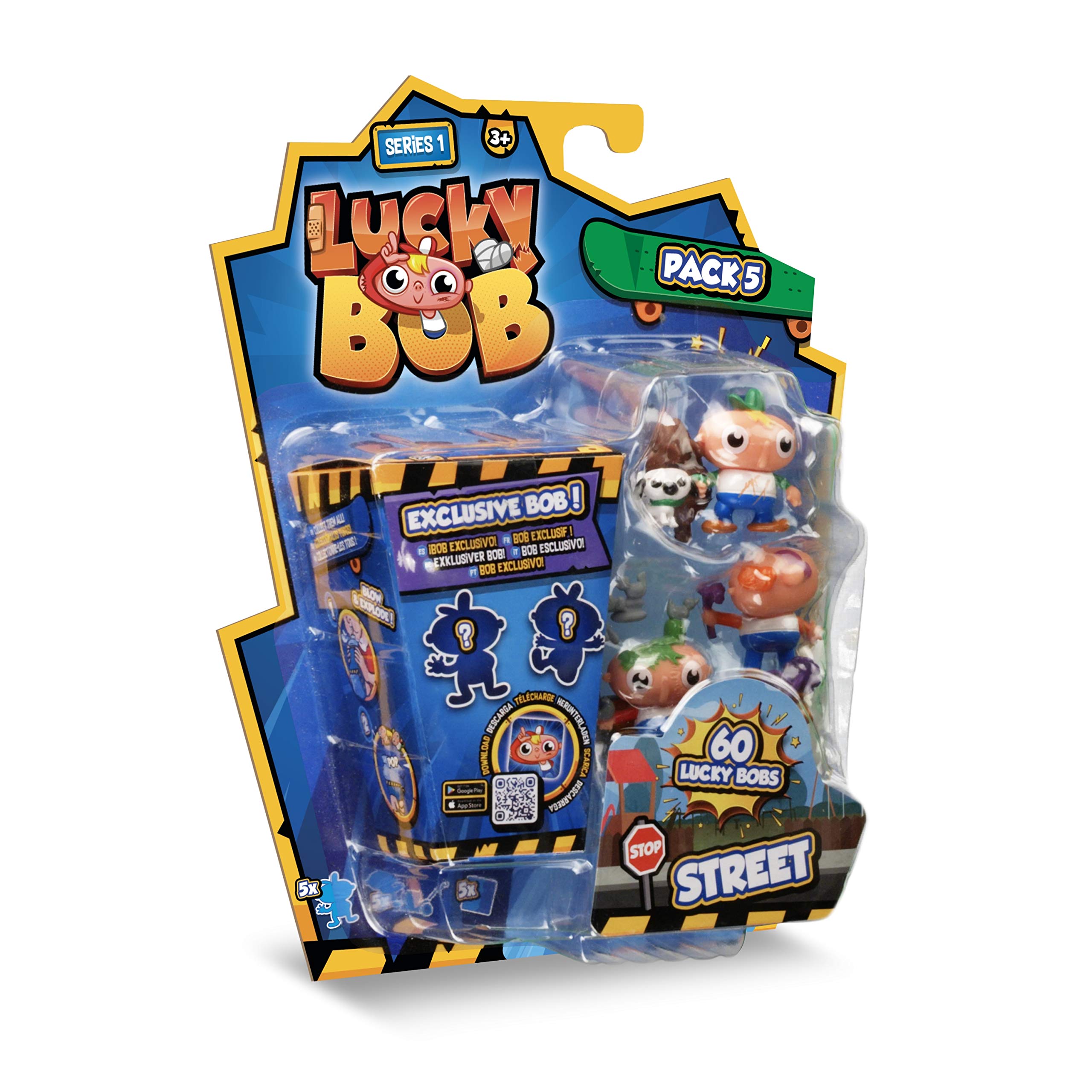 LUCKY BOB | 5 Lucky Bob Fun Figures with Street Accessories | Street 5 Pack| Toy doll for Children +3 years