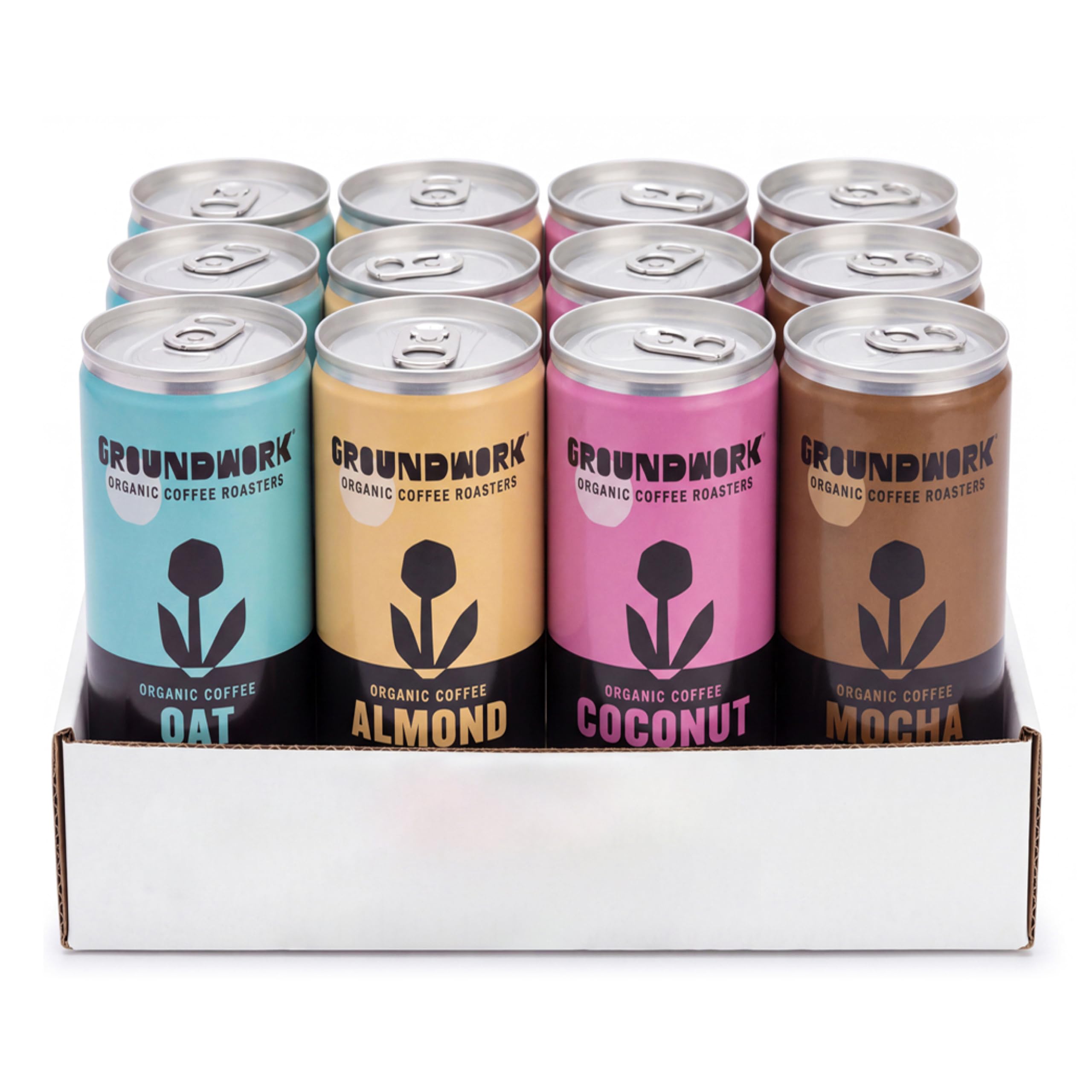 GROUNDWORK Cold Brew Latte Variety Pack USDA Organic - 8 Fl Oz Cans (12 Pack)