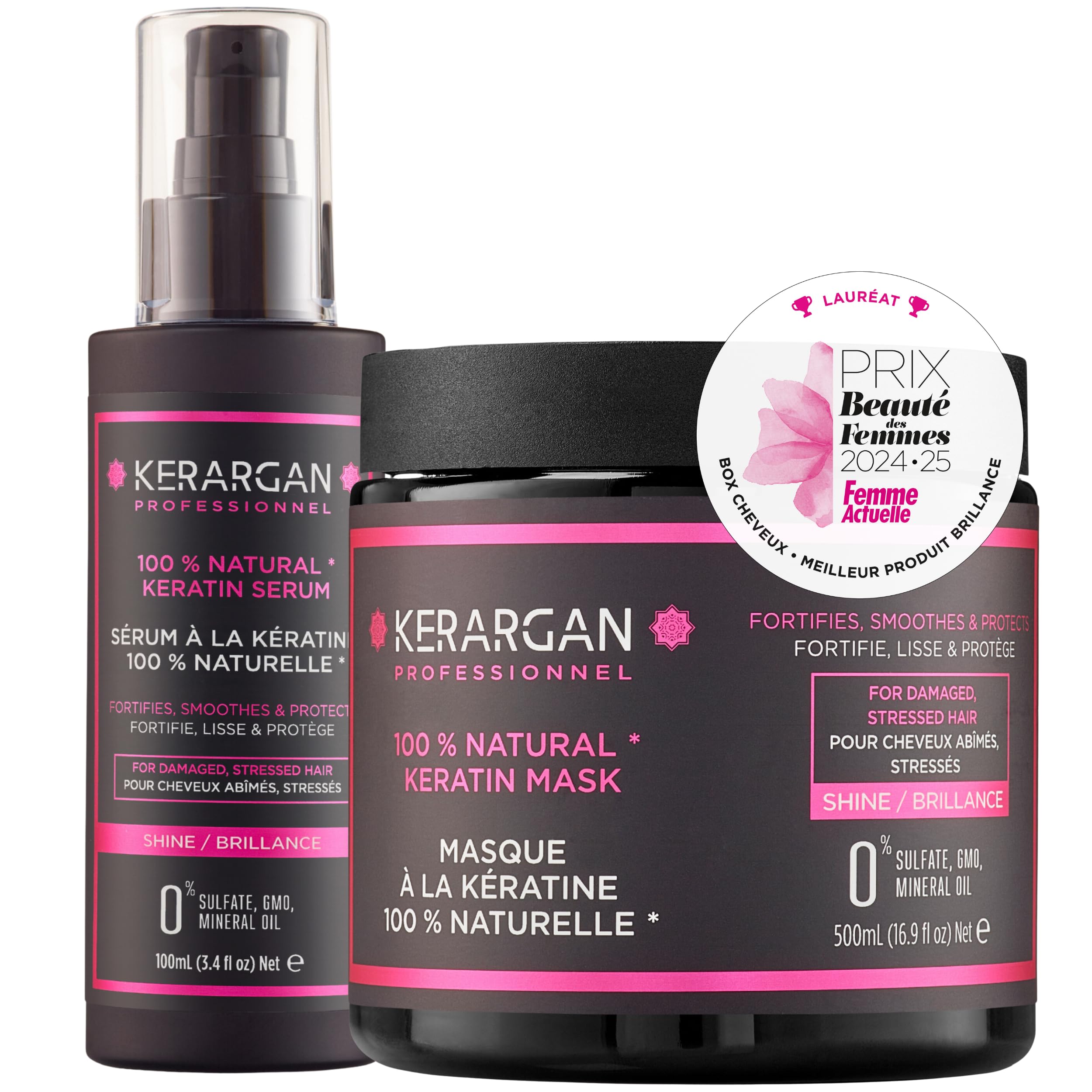 KERARGAN - Duo Kératine Masque & Sérum Réparateurs - 500ml+100ml