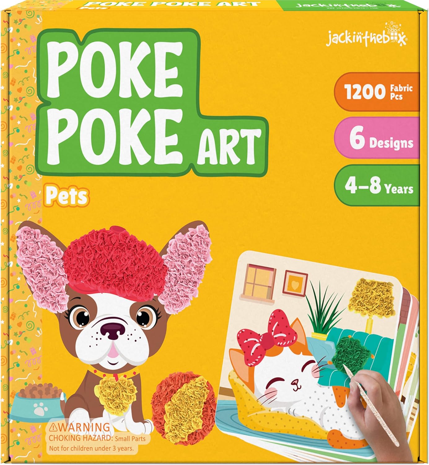 jackinthebox Poke Poke Art – Pets Theme, Mess-Free Fabric Art and Craft, Flower Pressing Kits, Gift for Kids, Girl Gifts, Boy Gift, Easter Gifts for Girls and Boys Ages 4 5 6 7 8