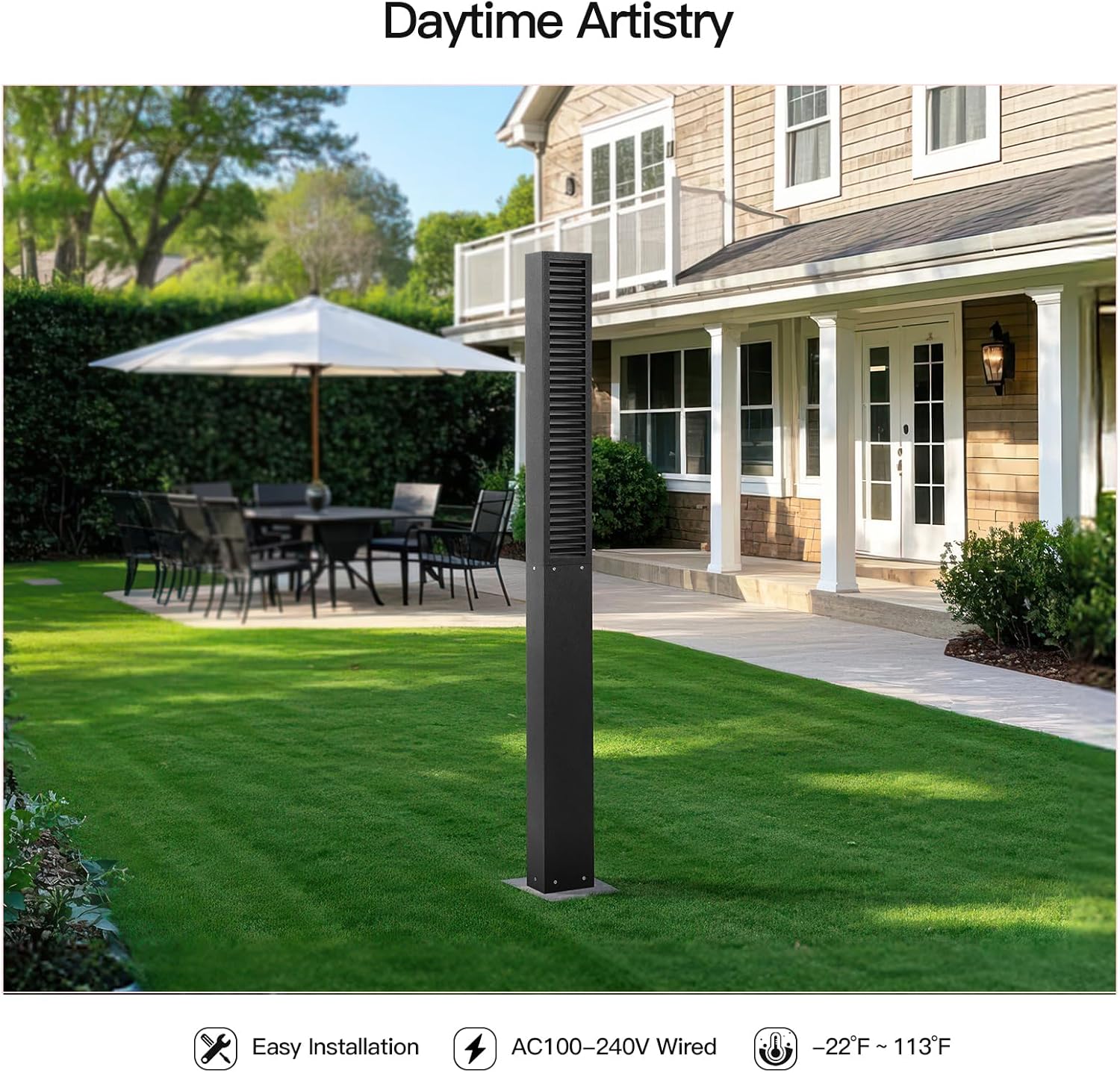 Landscape Path Lights AC100-240V, 71" Tall Driveway Lights Waterproof, Modern Pathway Light Wired, LED Bollard Light, Lawn Lamp 3000K Lighting for Yard Patio Garden Walkway Sidewalk Commercial