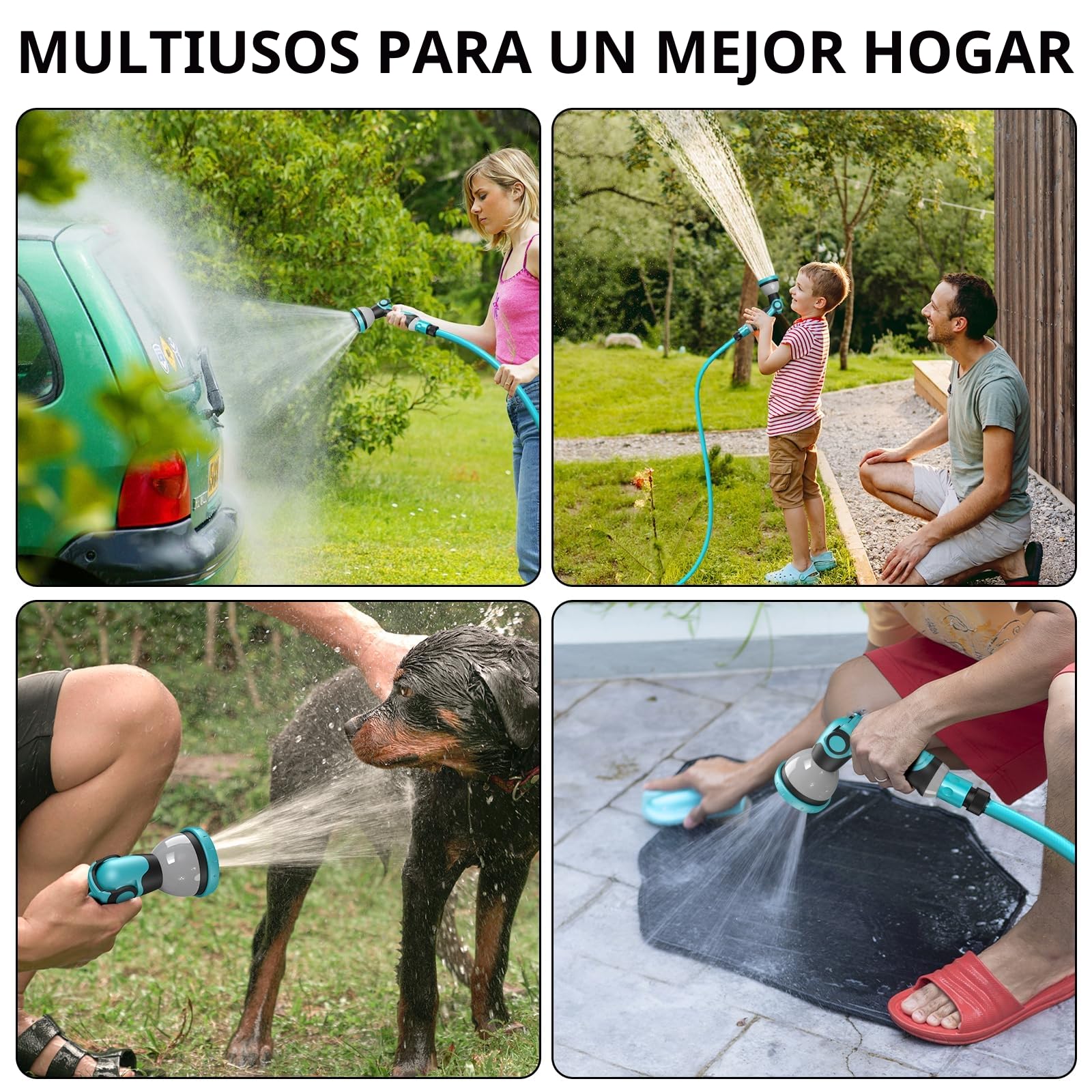 ENEACRO Enrollador Manguera Jardin de 35+2 m | Cartucho de manguera de pared con pistola pulverizadora de 10 funciones y función de enrollado automático, Garden Hose Reel