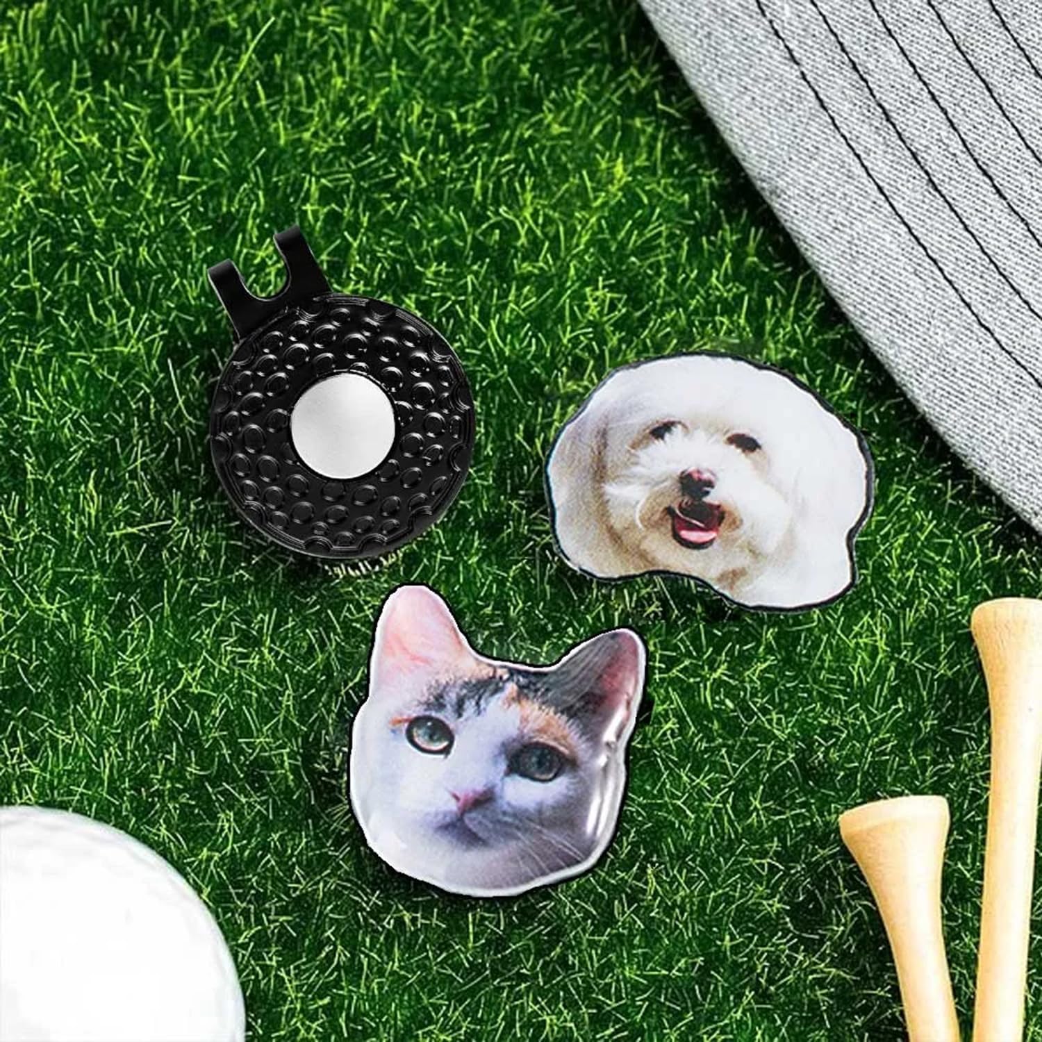 callie Personalized Golf Ball Marker Hat Clips with Pet Dog Cat Photo, Custom Magnetic Golf Accessories Gifts for Men, Women, Pet Lovers (Photo)