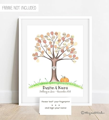 Miniatura 5 de Unframed Fall Themed Wedding Thumbprint Tree pumpkin themed wedding decor, fall wedding fingerprint tree