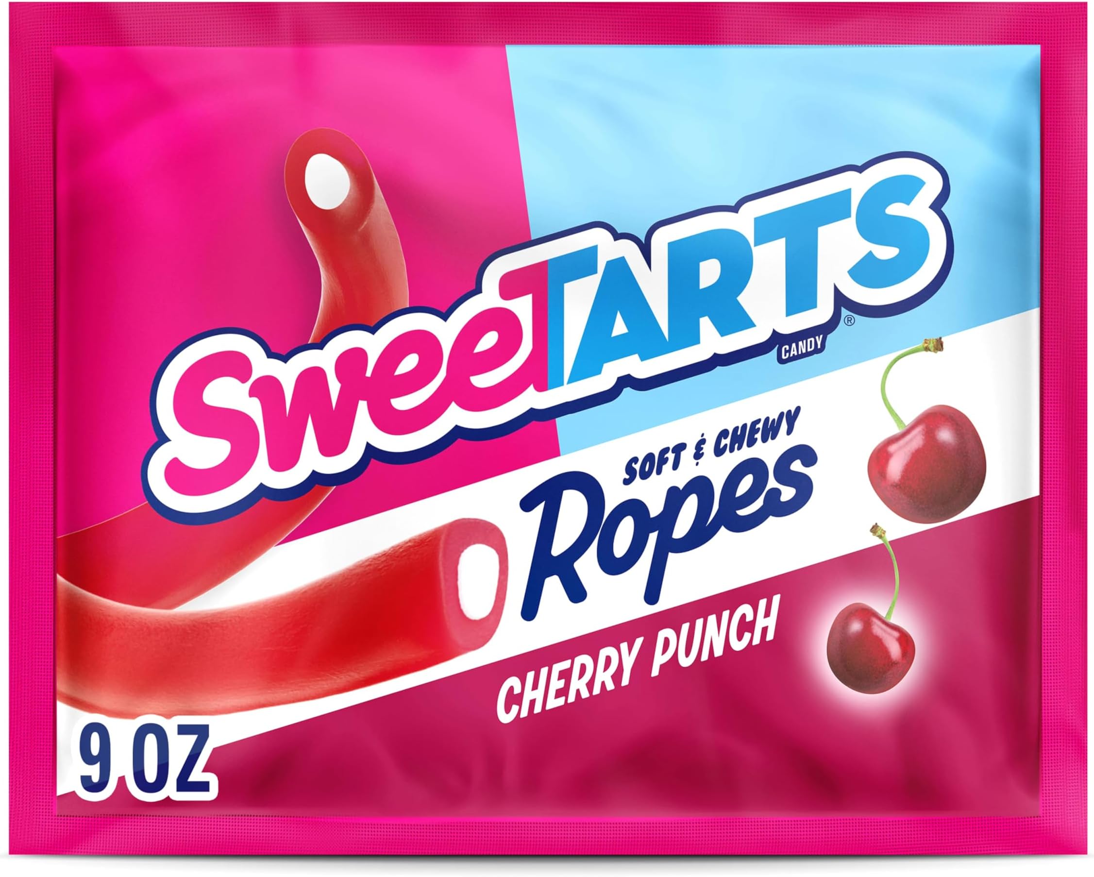 Sweetarts Tangy Candy Soft & Chewy Ropes Cherry Punch Flavour 15 Rope Pack 255.1g Bag