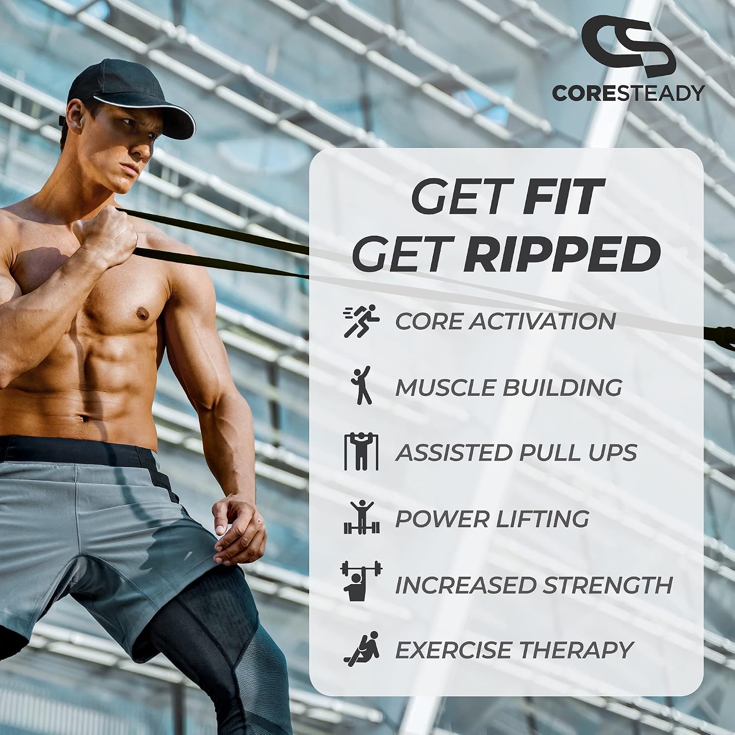Coresteady Resistance Band, Pull Up Bands, Loop Workout Band for Yoga, and Lifting, Workout Bands for Men and Women