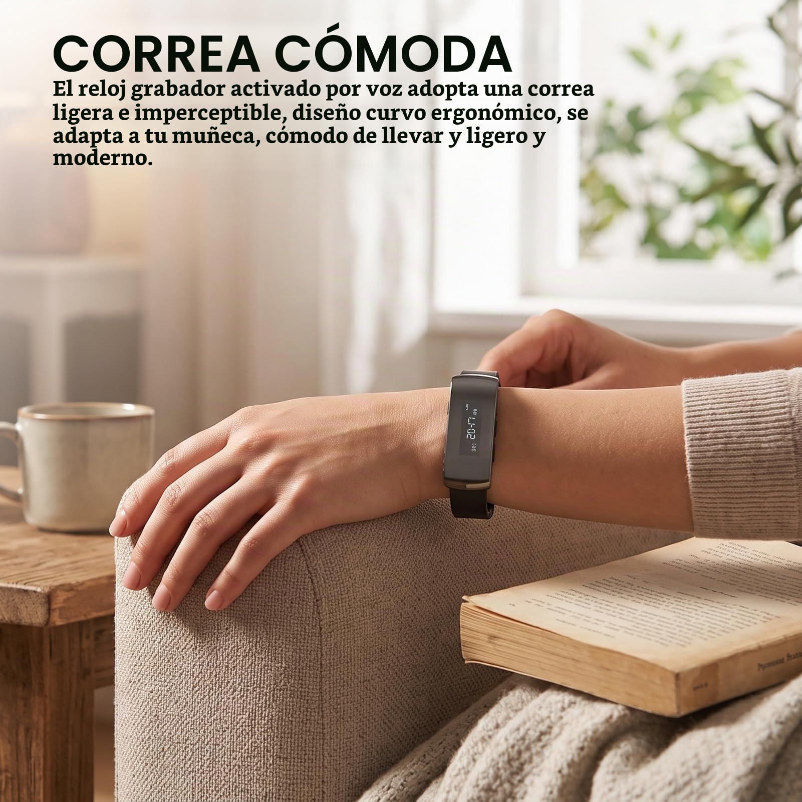 Reloj Grabadora De Voz, Grabadoras De Voz Digitales con Cancelación De Ruido, Grabadora De Pulsera De Audio De Grabación Larga con Reproducción, Visualización De La Hora, (8G)