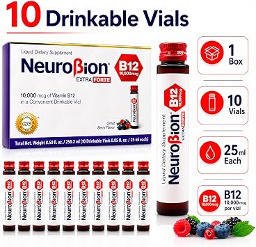 Neurobion Extra Forte B12 10,000 mcg Liquid Dietary Supplement - High Potency B Complex Drinkable Oral Vials for Extreme Energy Support Complex Easy Oral Drinkable10 Vials