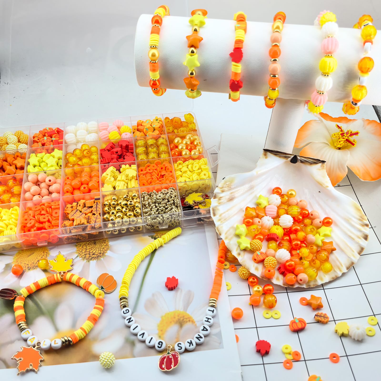 500 Crackle-Perlen Für Schmuck - Orange, Gelb, Braun, 8 Mm, Für Herbst-Bastelprojekte