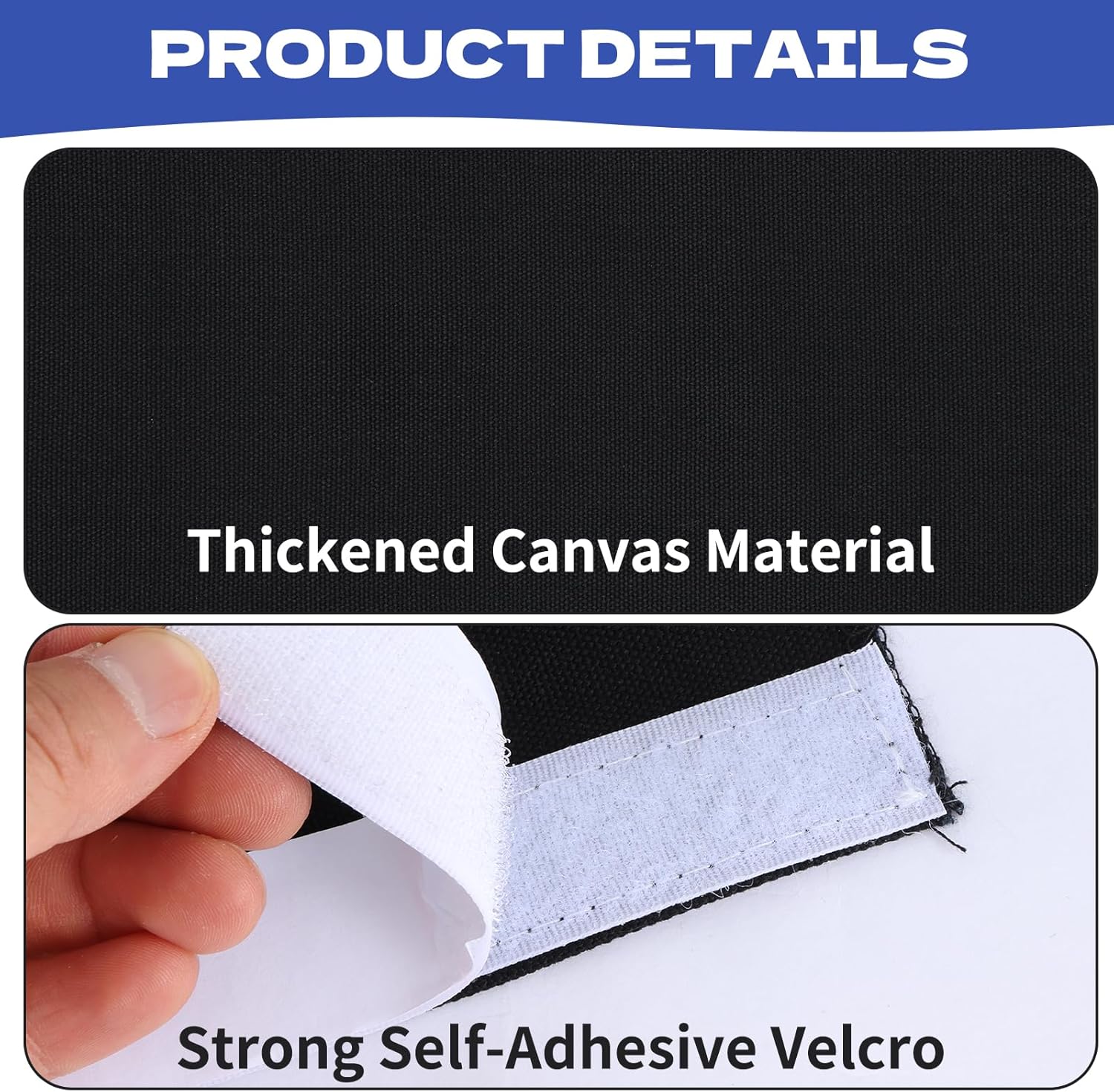 Under Desk Privacy Panel, 62"x15" Self-Adhesive Modesty Screen, Heavy Duty Canvas Skirt for Easy Privacy on Sit-Stand Desks in Home Studio & Office, Black (2-Pack)