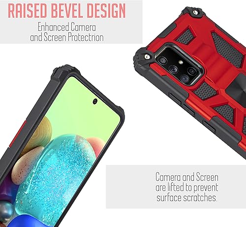 Miniatura 10 de Funda para Samsung Galaxy A71 5G (no compatible con A71 4G) con soporte magnético de vidrio templado híbrido fuerte a prueba de golpes con borde
