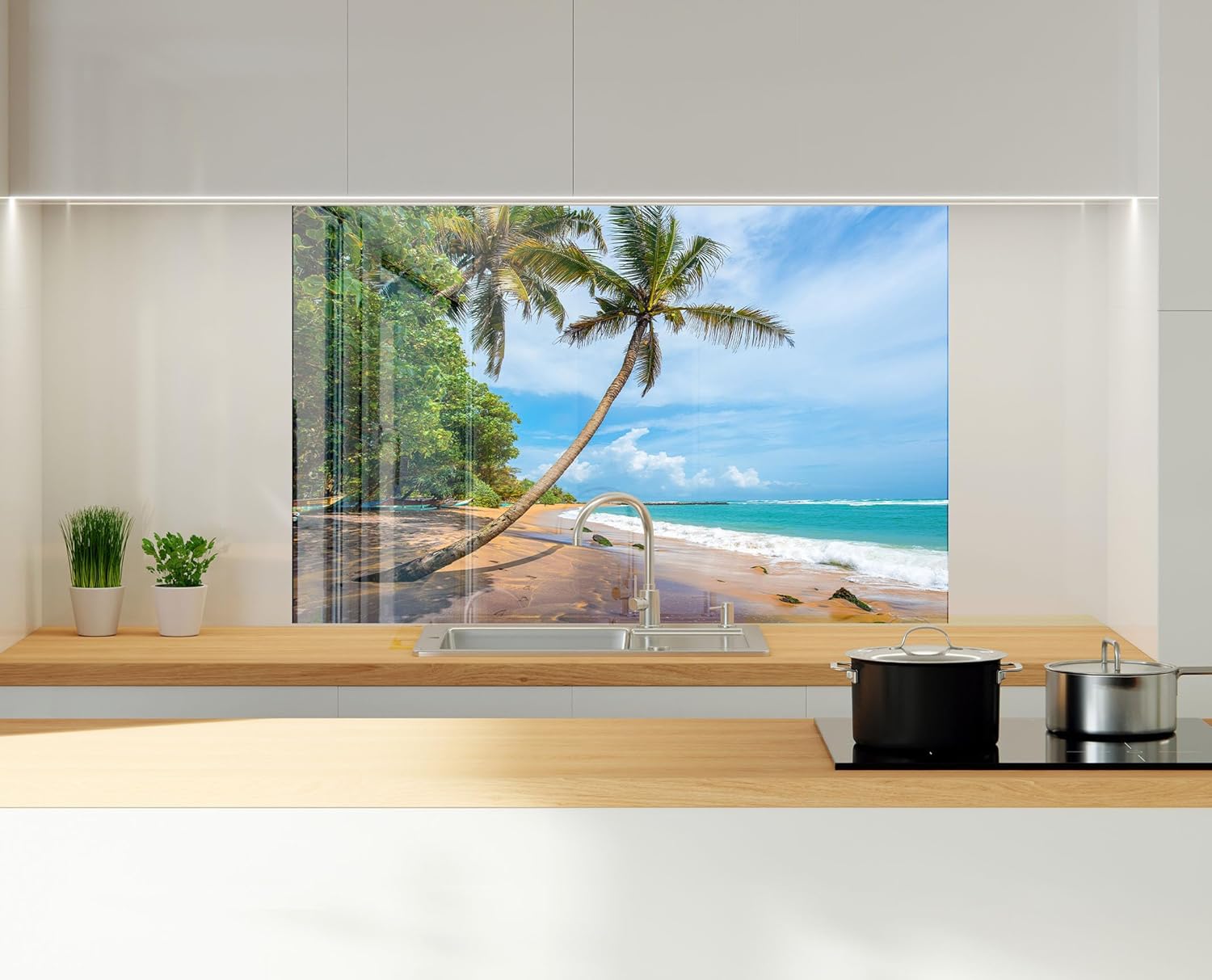 Myphotostation.com 20Wx54H'' Tempered Glass Stove Backsplash Kitchen Tile Decor Stove Back Cover Glass Splashback Tile for Stove Top Cover Toughened Glass Cooker Protector 14