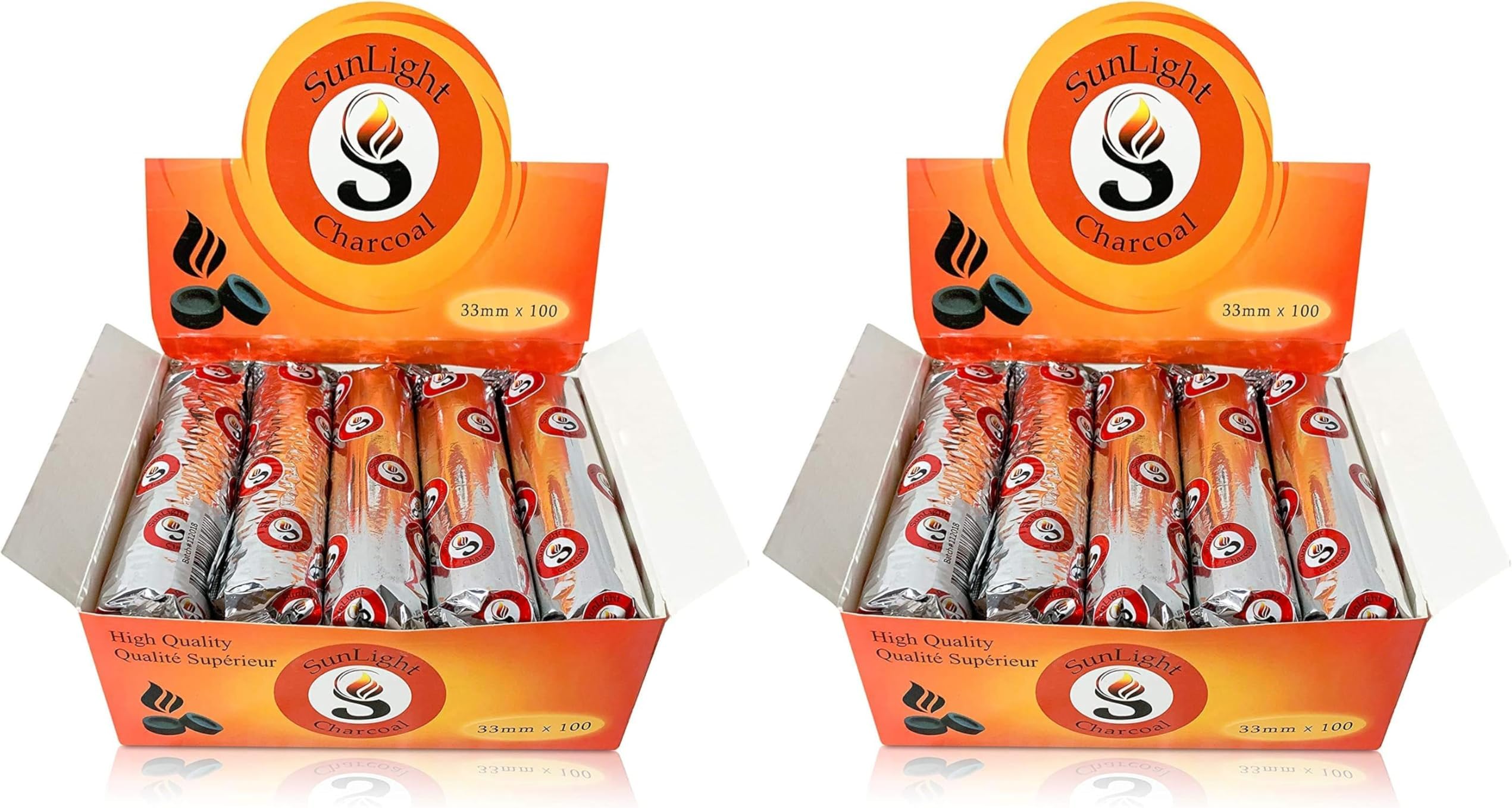 Charcoal Tablets for Incense– Quick Light Charcoal Tablets – Charcoal Disk Lights – 33 mm Resin Burner Rolls – Pack of 200 Coal Briquettes – Charcoal Burner - Instant Fire Coal Tablet