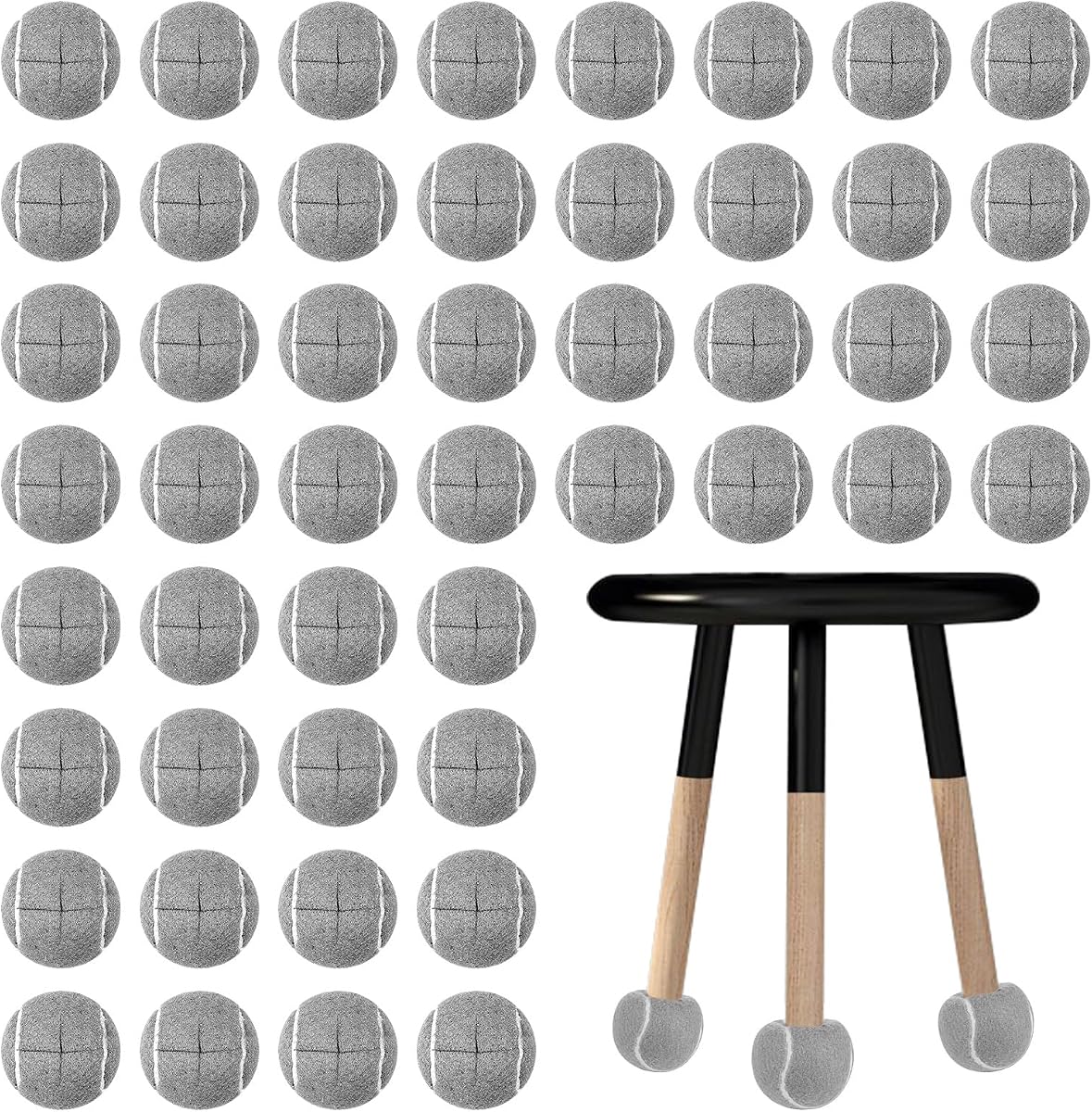 Precut Walker Tennis Balls Bulk Tennis Balls for Chairs Furniture Classroom Chairs Legs Floor Protector Foot Covers for Non Slip Rubber Glide Tennis Ball Coverings Gray