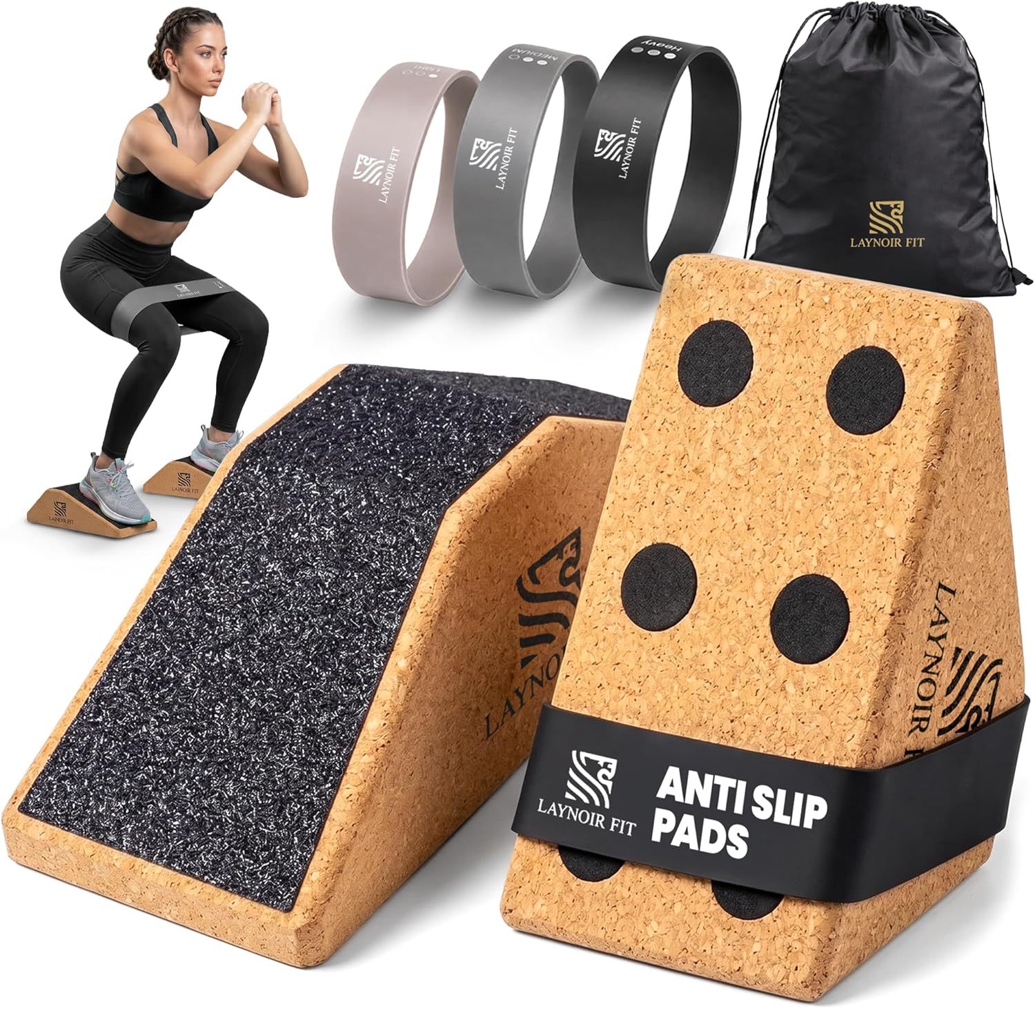 Cuña de Sentadilla Antideslizante de Corcho, 2 Pack