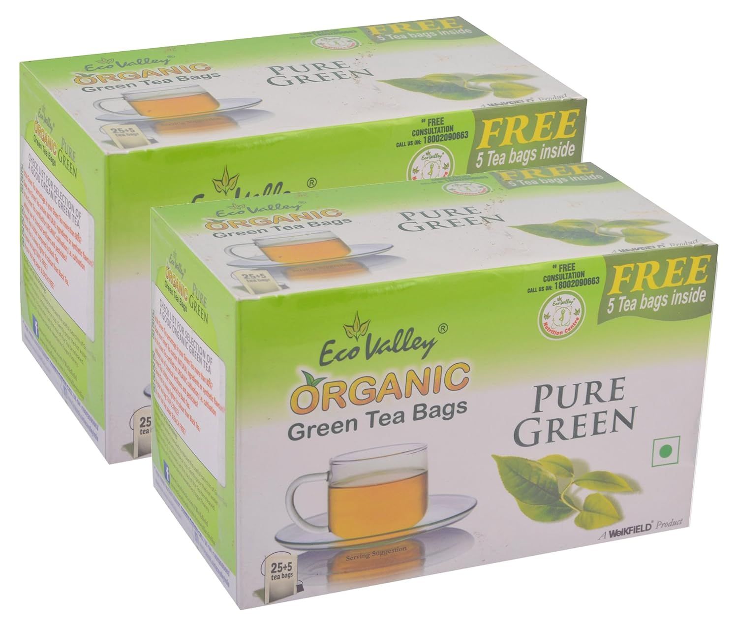 Eco Valley Green Tea Pure Green, 30N (Pack of 2) Promo Pack Amazon