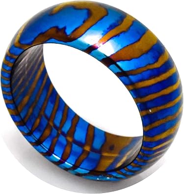 Damascus KE-109-AT Timascus Ring Titanium Ring Custom and Handmade Comfort Fit Mens Wedding Ring Engagement Ring Unisex Modern Jewelry Statement Ring Steel Wedding Band Mens Ring