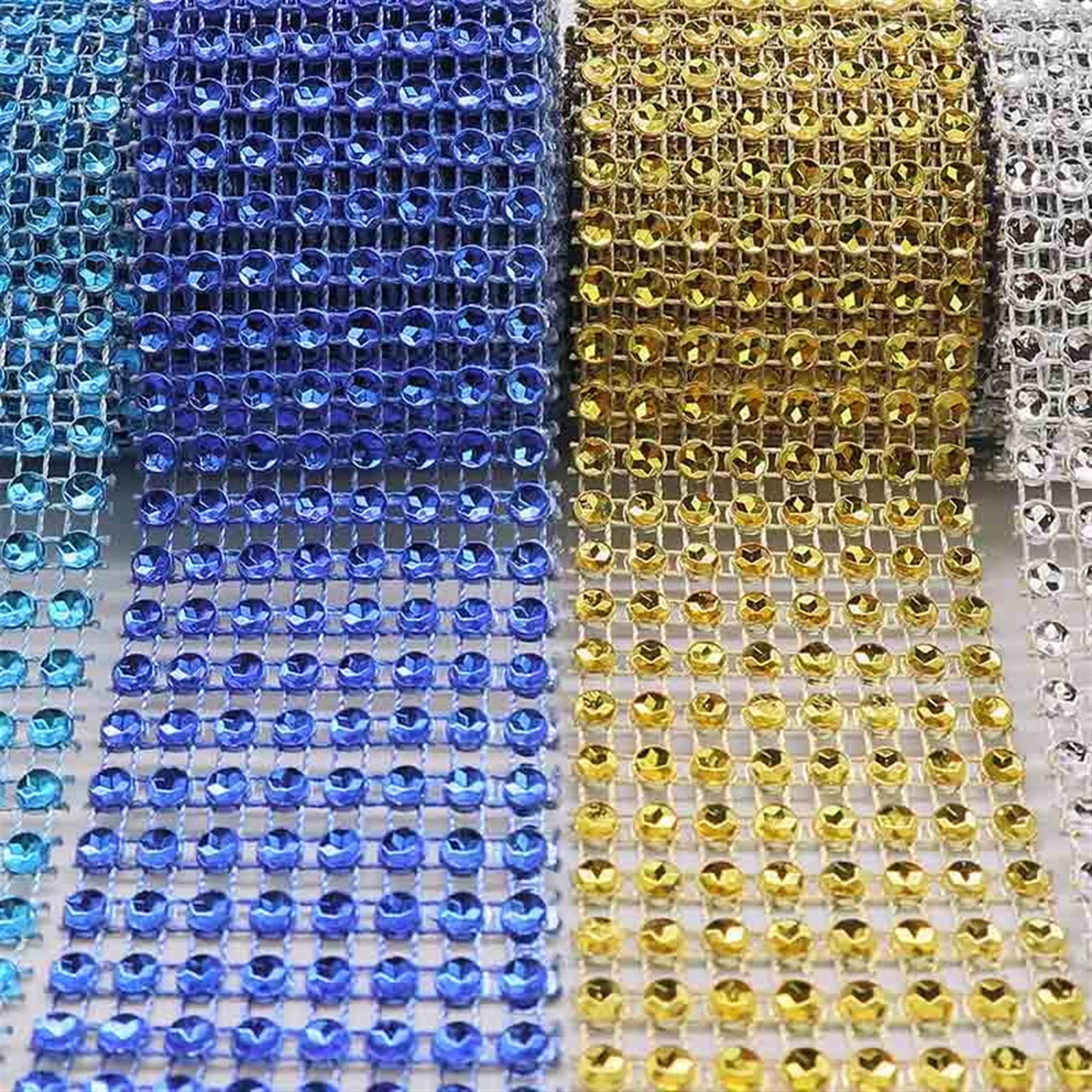 ACiyD Mehrzweck 4Yard 4CM Gold Silber DIY Diamond Mesh Strass Wraps Ribbon Crystal Roll Trim Sparkle Mesh Wrap for Hochzeit Blumendekoration für Geschenkverpackung Craft (Color : Blue) (Rose Red)