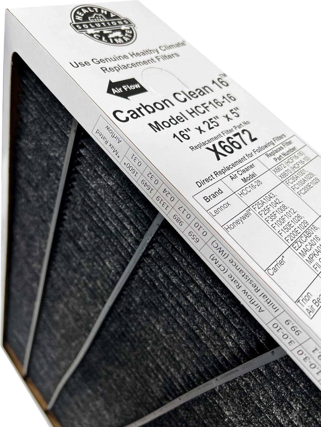 Lennox Healthy Climate Lennox X6672 16x25x5 Healthy Climate Carbon-Clean MERV 16 Filter Bundle with Same Day Supply Filter Change Reminder Magnet (2-Pack) 2 Count (Pack of 1)