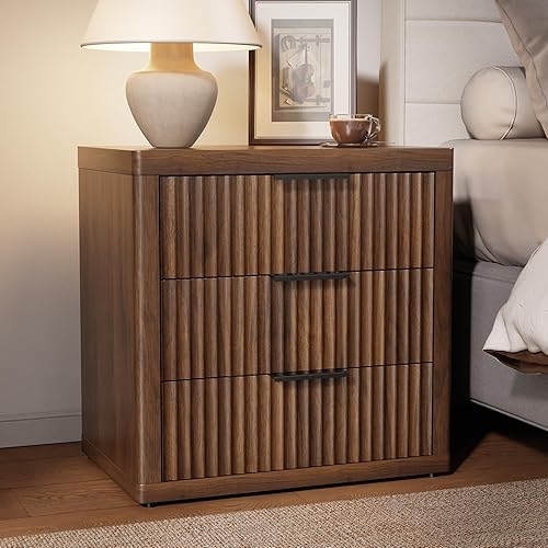 Night Stand with 3 Drawers, 23" Wide Modern Nightstand with