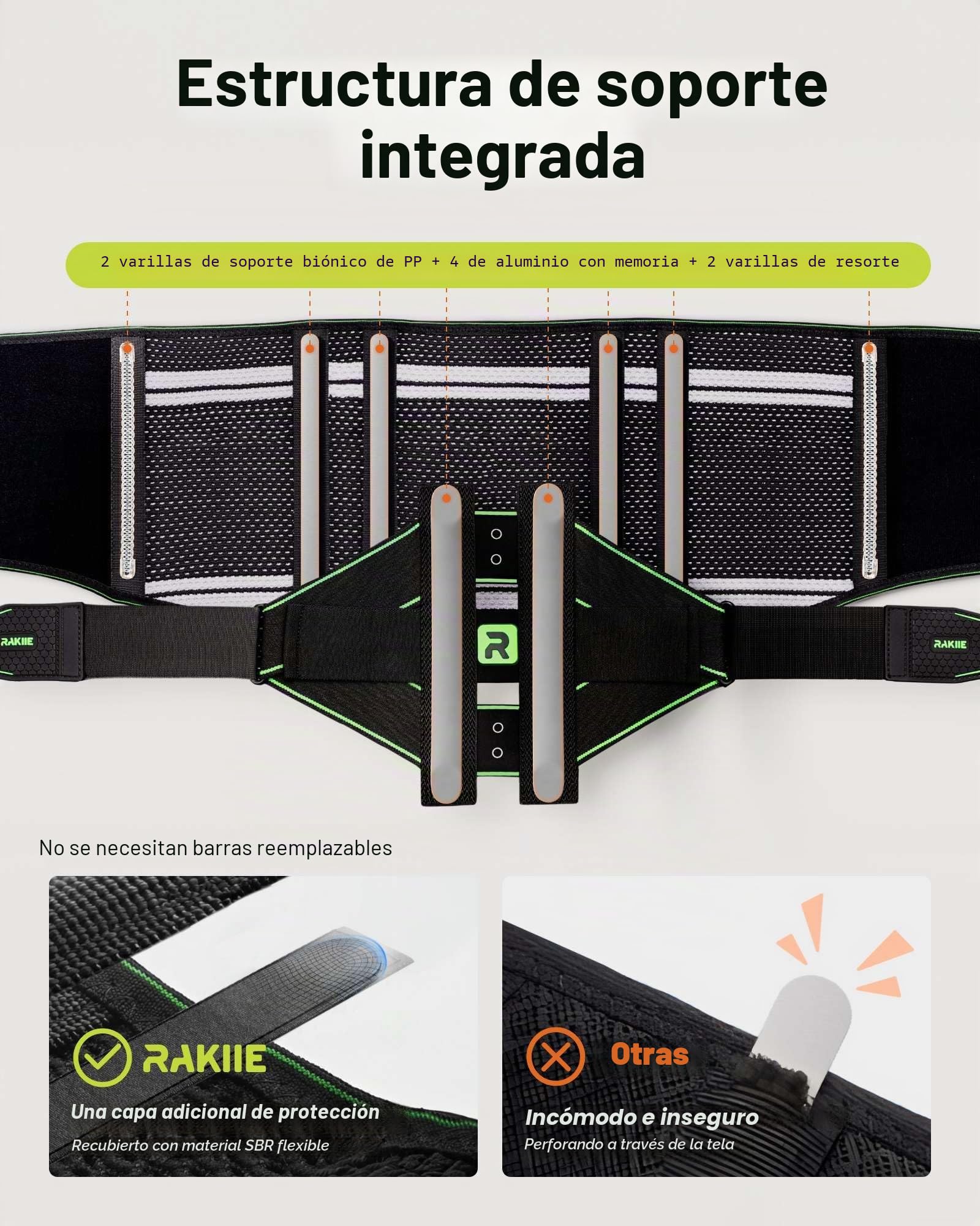 Rakiie Lumbar Para Hombre y Mujer, Soporte Lumbar 8X Potente con Almohadilla 3D, Soporte de Espalda Transpirable con Correa Ajustable (Verde, XX-Large)