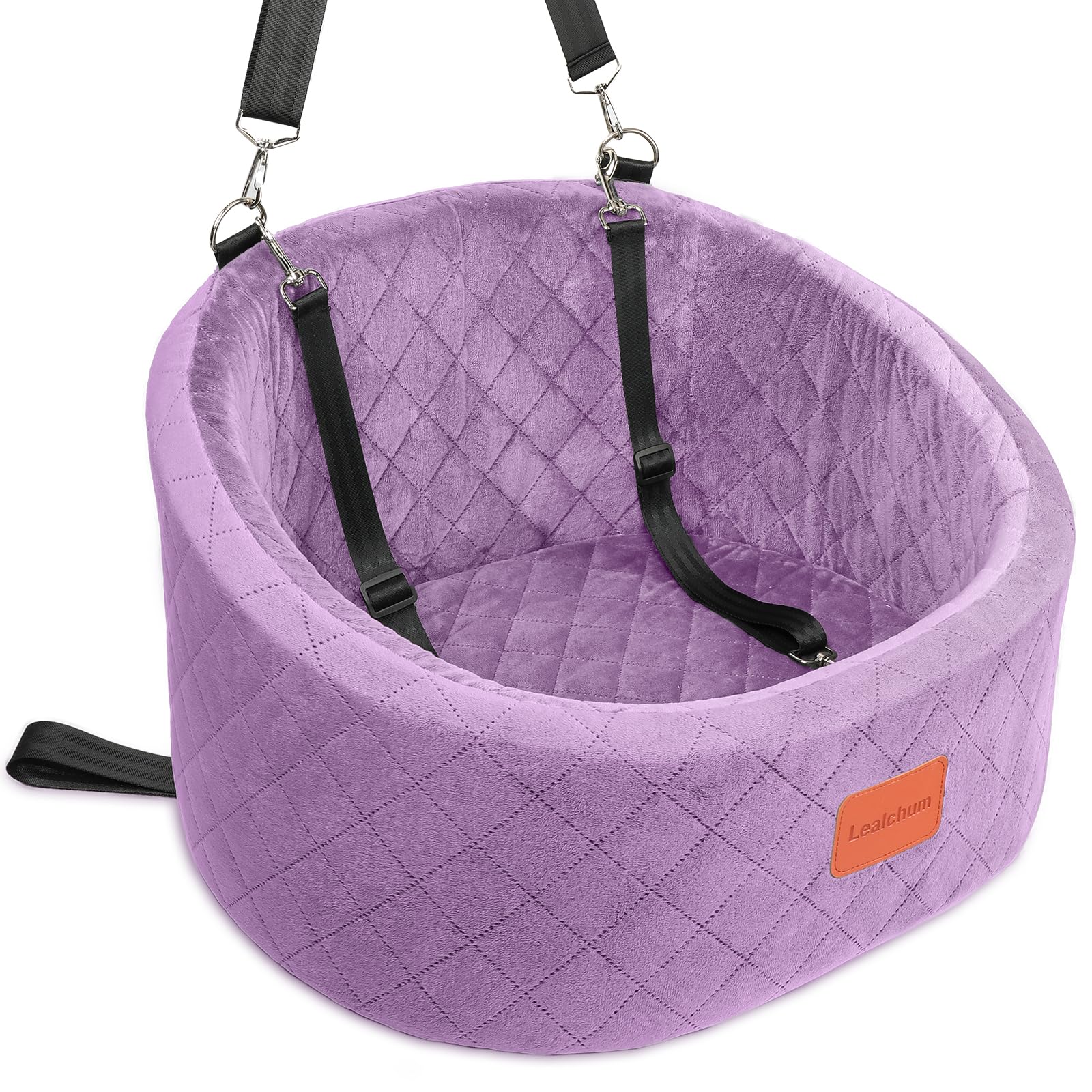 Lealchum Dog Car Seat with 2 Safety Dog Leashes, Safe Pet Travel Car Seat with Non-Slip Bottom, Fully Removable and Washable Seat for Dog, Soft Memory Foam Puppy Seat for Car (Black, Small) — view 8