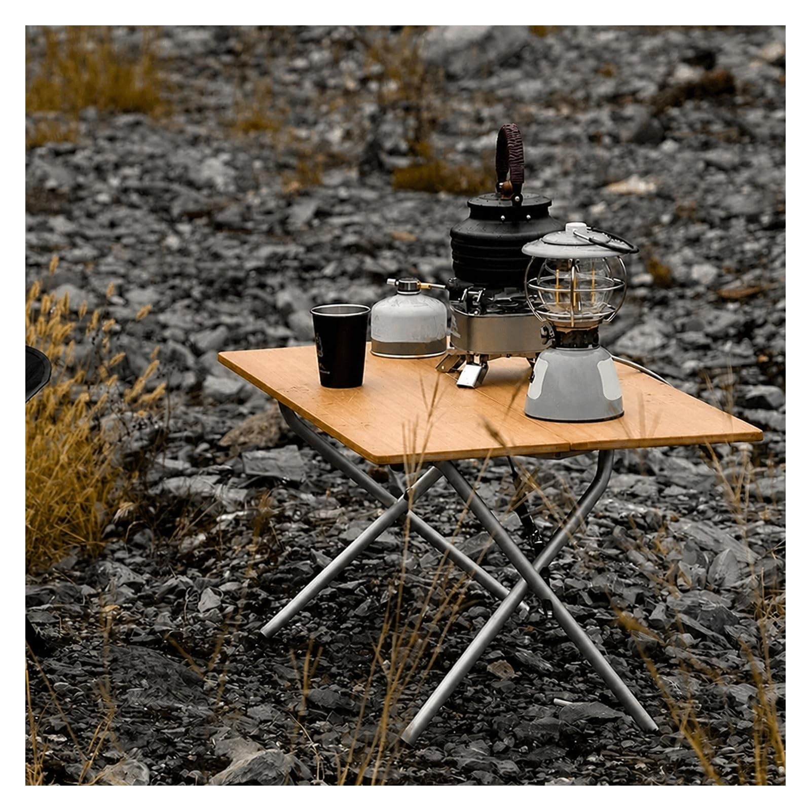 Przenośny stół kempingowy, Outdoor Camping Bambusowy Składany Stół 2/3 | Przenośny, Do Szybkiego Przechowywania, Stop Aluminium, Na Kolor Podstawowy(New TwoFoldTable)