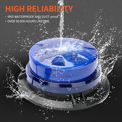 Miniatura 6 de AUXMOTEC - Barra de luces estroboscópicas LED azul de emergencia con montaje magnético y 8 modelos de parpadeo, lámparas de señal de techo de