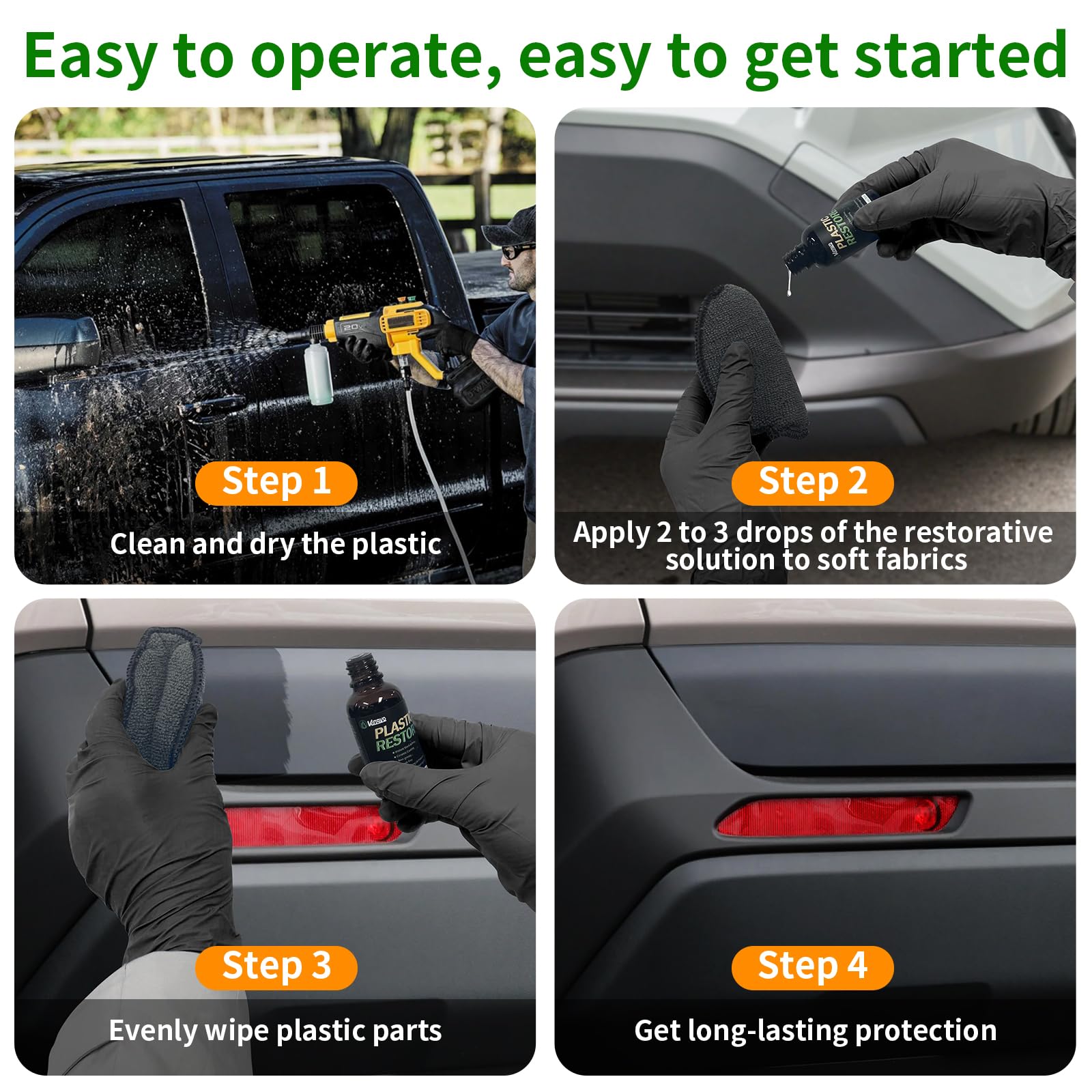 Restaurador de accesorios de plástico para automóviles, kit de revestimiento de cerámica para automóviles, revestimiento hidrofóbico, 30 ml