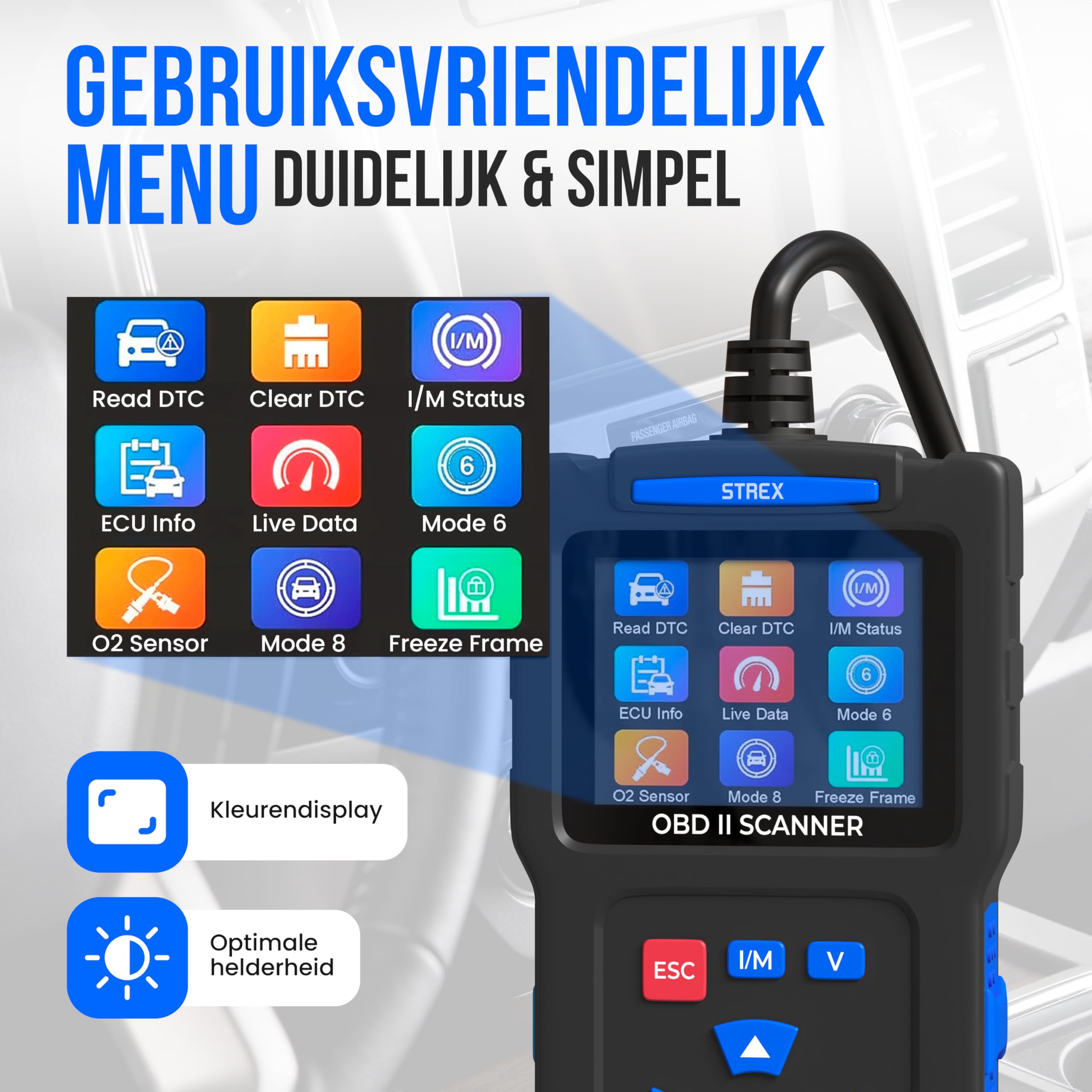 Strex OBD2 Scanner - OBD - Lettura automatica - Rimozione Malfunzionamento - Lingua IT - Auto Scanner - Diagnostica Attrezzature Per Auto - Malfunzionamento del motore