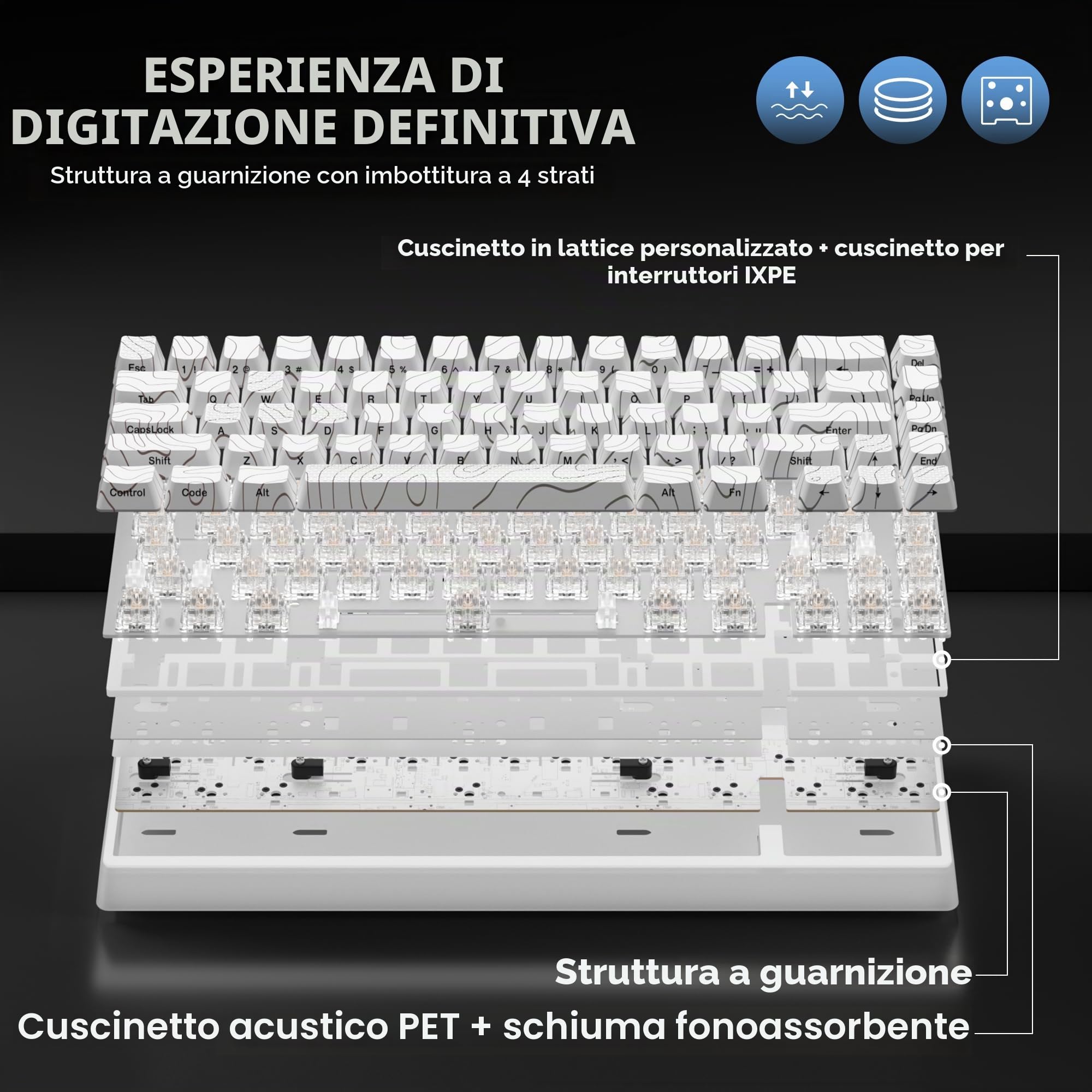 HITIME XVX M67 Tastiera wireless 60% per cento, tastiera topografica da gioco QMK/VIA, tastiera meccanica a tre modalità Thocky cremosa, montaggio con guarnizione sostituibile a caldo, tecnologia RGB