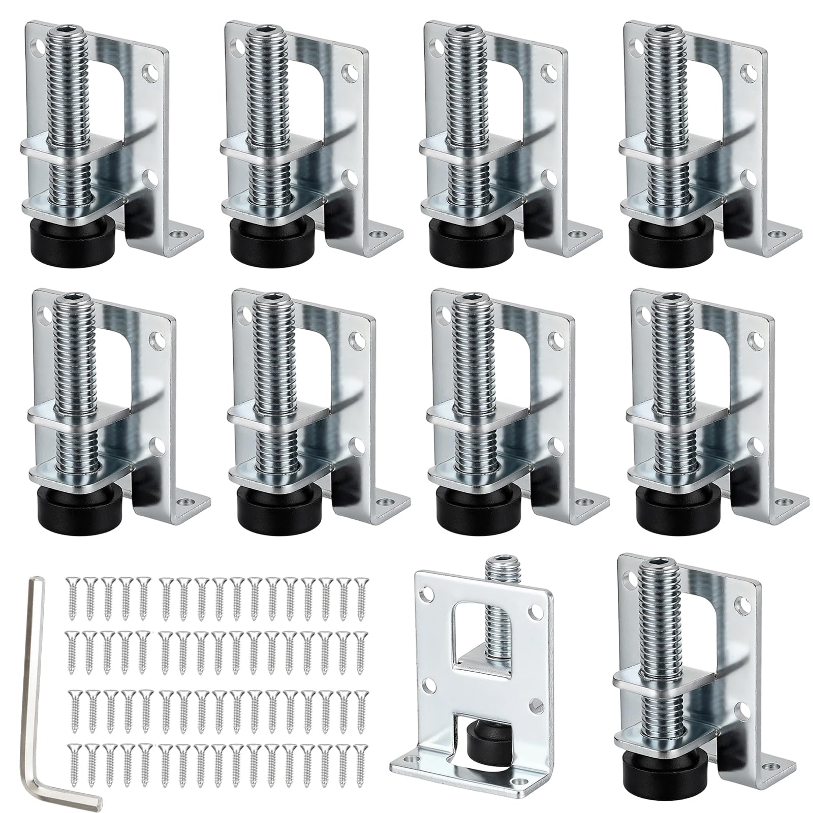 UOSIWYA Set of 10 Adjustable Furniture Feet 55/102 mm, Heavy Duty Levelling Adjustable Feet for Furniture with Hex Key and 60 Screws Table Leg for Cabinet Tables Workbench Shelves