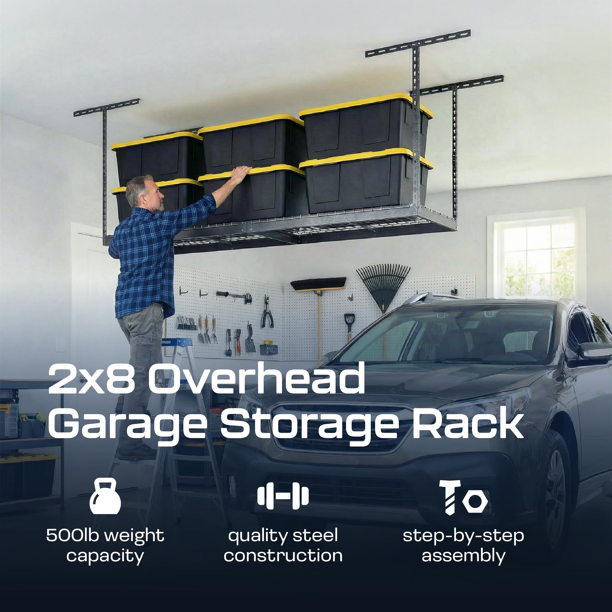 Amazon.com: MonsterRax Overhead Garage Storage Rack 2x8, Ceiling