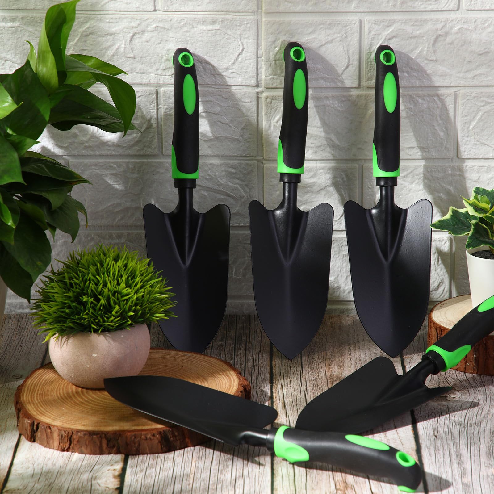 Yaocom Gartenschaufel aus Aluminiumlegierung, robuste Kelle, Gartenwerkzeug, kleine Schaufeln zum Graben, Metall-Handkelle, Spaten mit weichem TPR-Griff für Rasen, Hof, Bauernhof, Haus, Geschäft,