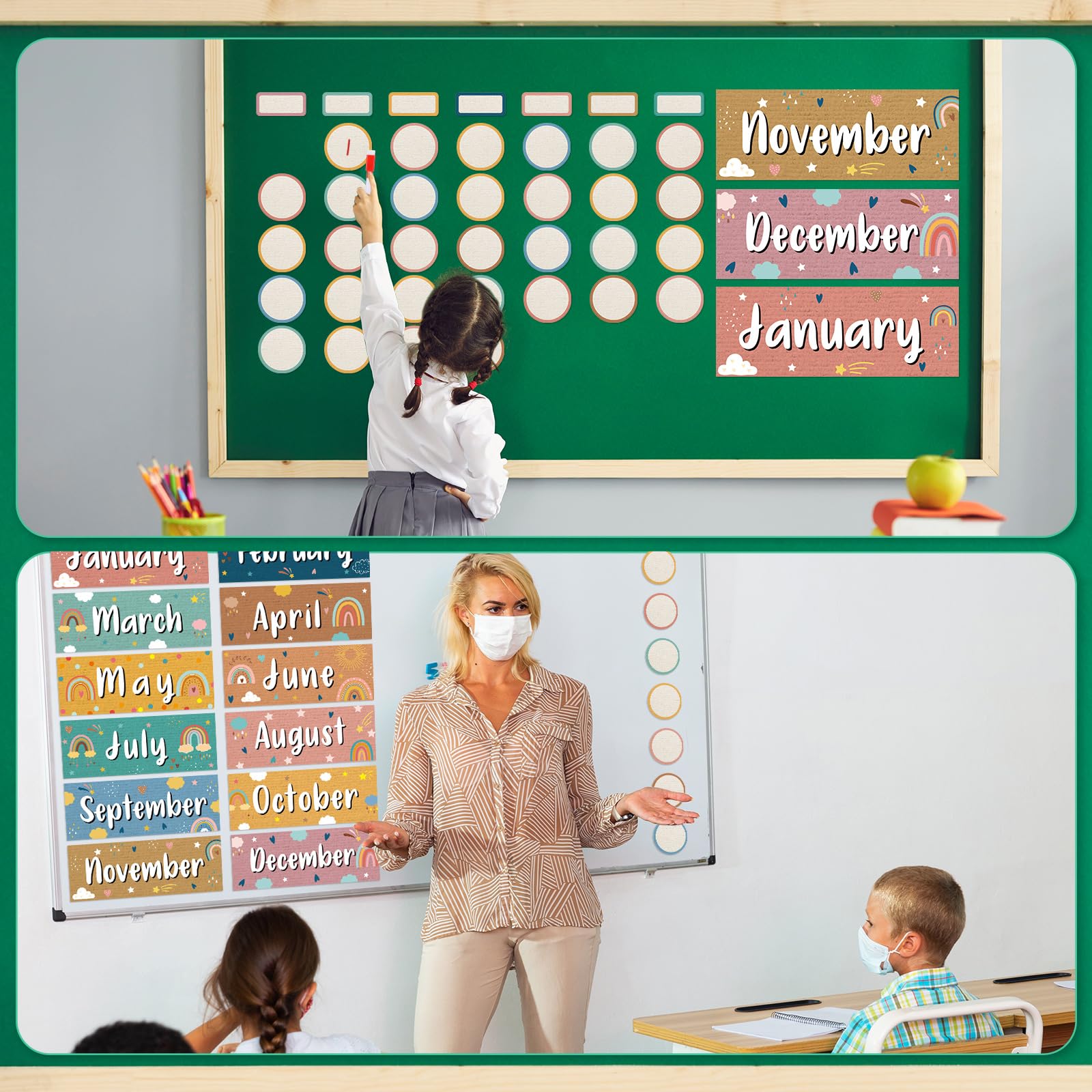 Month Magnets For Whiteboard Zonon 48 Pieces Holiday Monthly Headliners Set 12 Months Of The Year Headers Seasonal Monthly Bulletin Board Borders With 36 Round Blank Confetti Office Decorations Months Of The