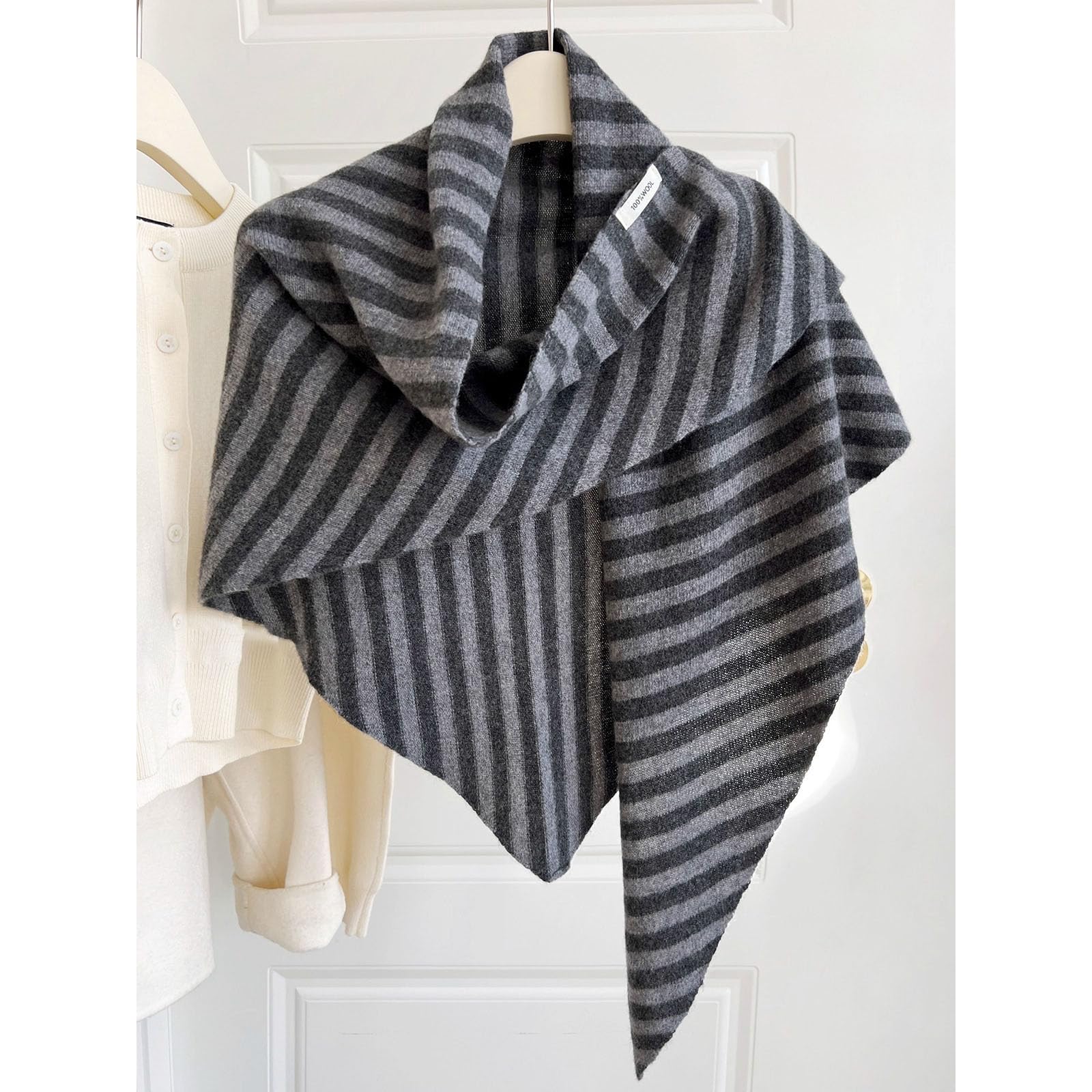 Bufanda cálida de invierno para mujer, de lana suave, triangular, de gran tamaño, cubierta fría, accesorio de moda, bufanda de protección cervical cálida