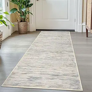 2x5 Gray Beige Neutral Modern Abstract Runner Rug for Hallway, Super Soft Hallways Decor Kitchen Rugs with Non-Slip, Non-Shedding Washable Rug for Entryway Bedroom Laundry Indoor