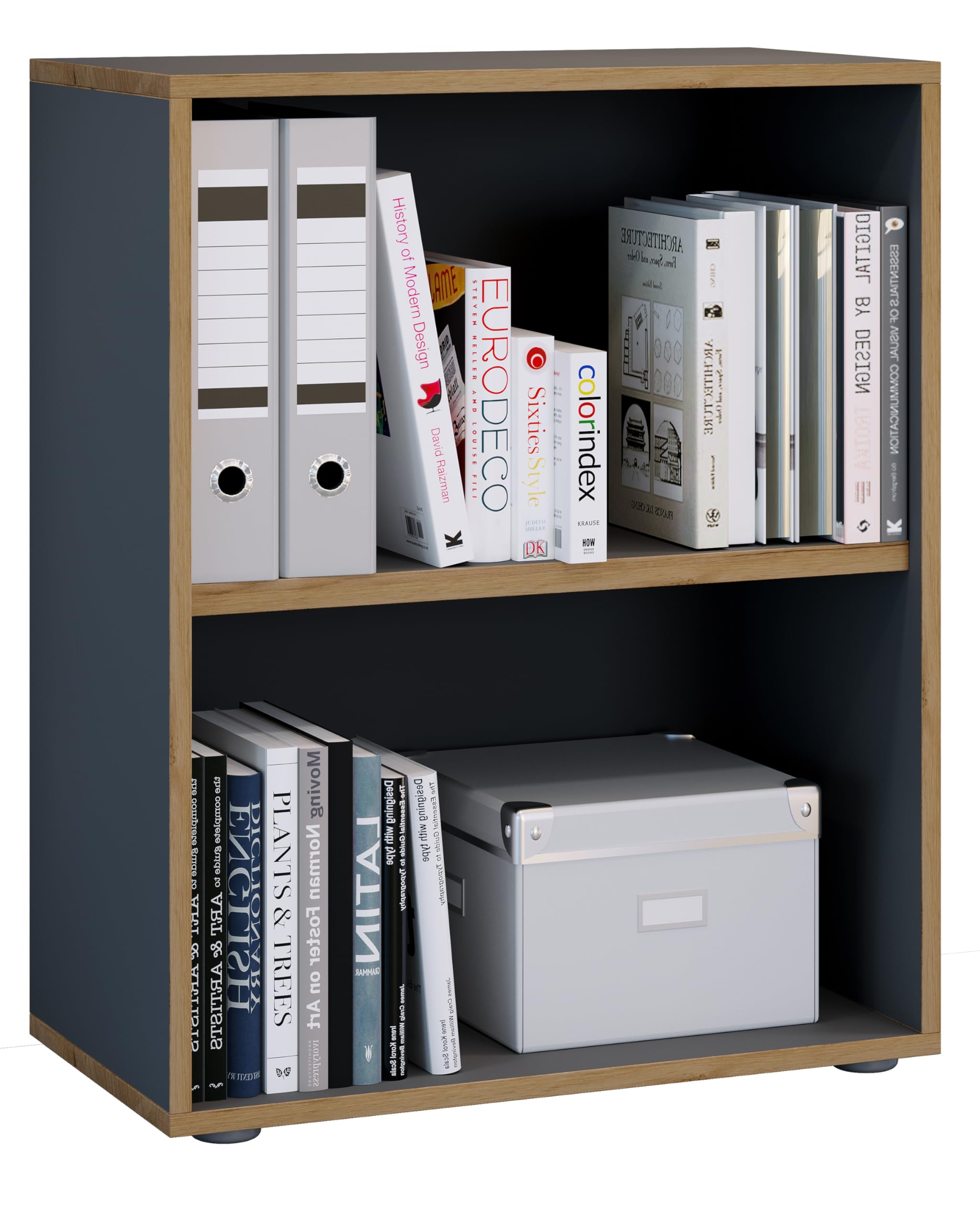 VCM Holzregal stehend | platzsparender Aktenschrank | Maße ca. H. 74 x B. 60 x T. 33 cm | Elegantes Regal | Büroregal – Salia 2fach B. 60 cm