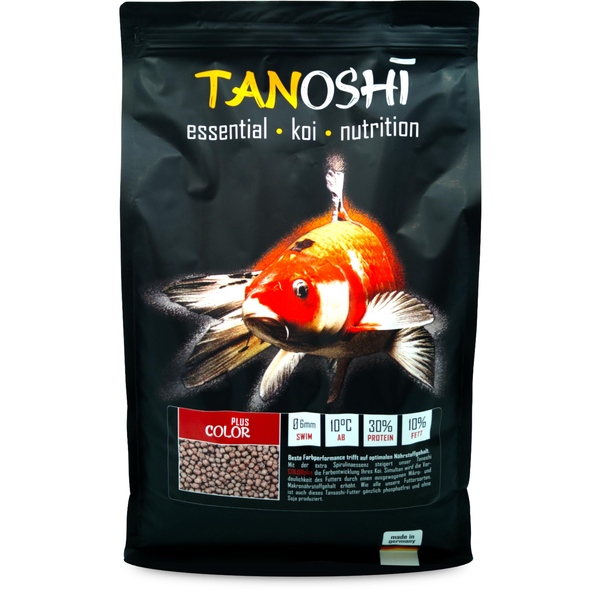 Tanoshi Koifutter - Color Plus 5 kg 6mm | Schwimmendes Allein-Koifutter für Beste Farbentwicklung mit Spirulina…