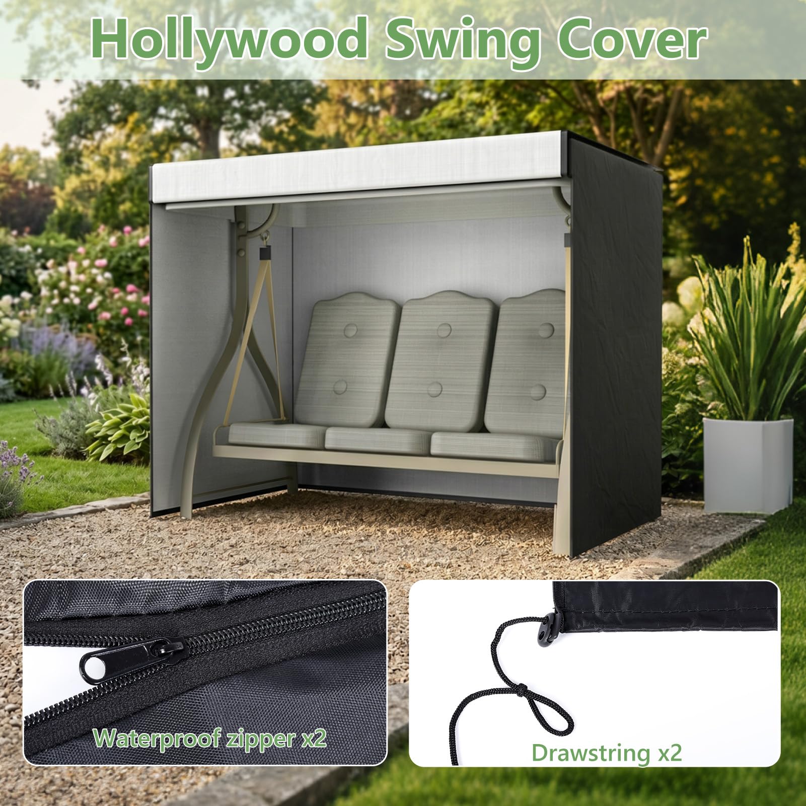 Housse de protection pour hamac 3 places (220 x 135 x 170 cm), imperméable, coupe-vent, résistante aux intempéries, durable et indéchirable.