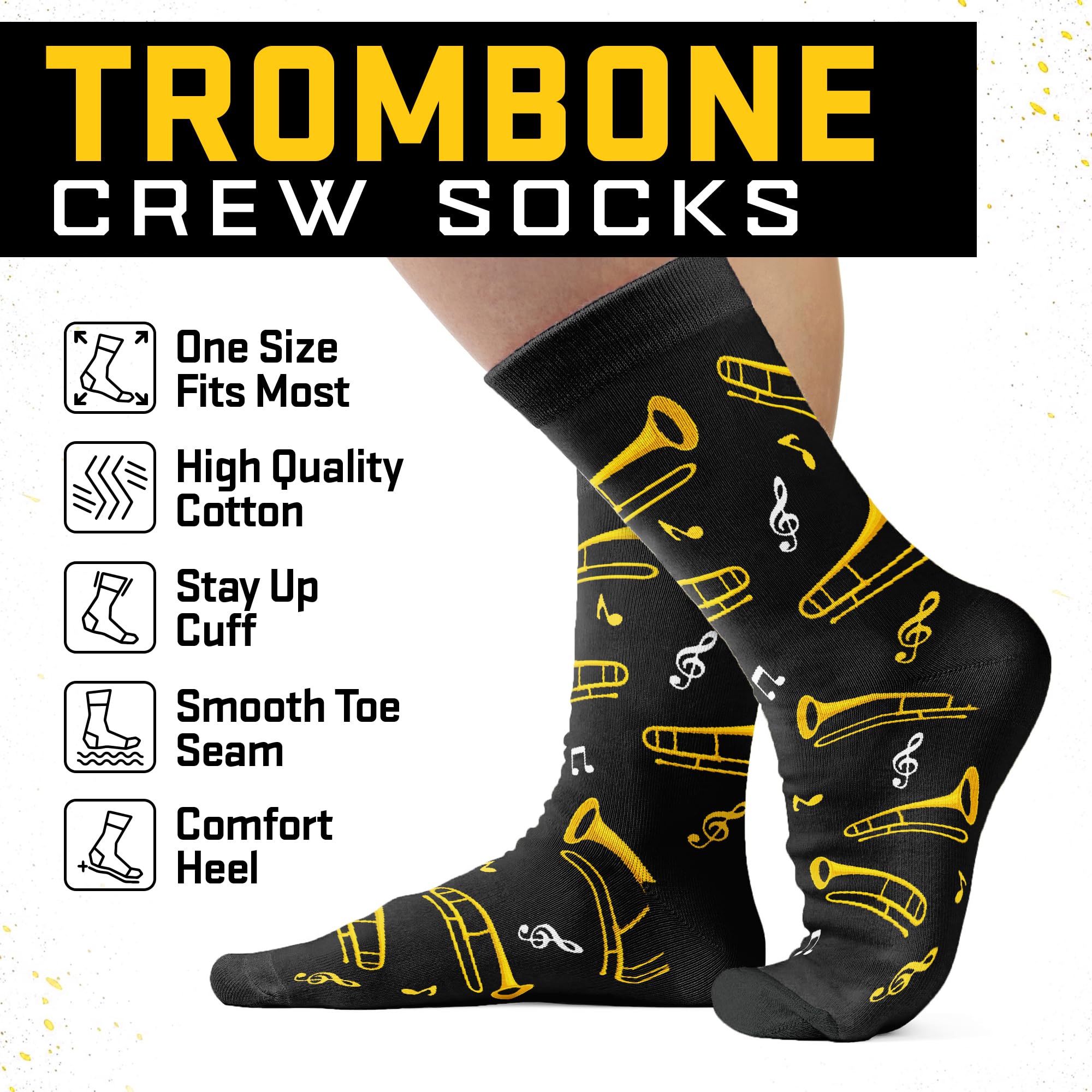 Trombone Gifts - Unique Socks for Men, Cool Gifts for Trombone and Music Lovers, Musicians Accessories